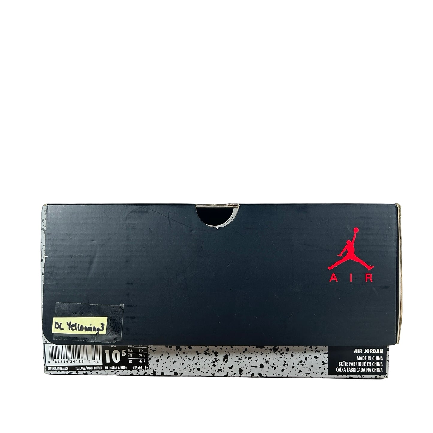 384664 116 Jordan 6 Maroon - 10.5 M (Yellowing3) (Damaged Lid)
