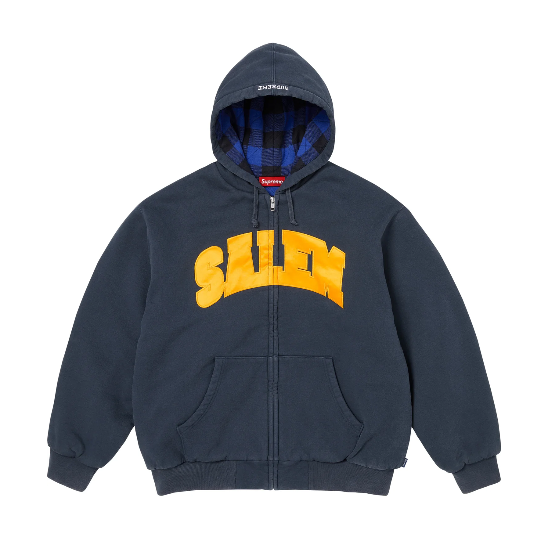 Supreme SALEM Zip Up Hooded Sweatshirt Navy – DISTRICT ONE NY Supreme SALEM Zip Up Hooded Sweatshirt Navy – DISTRICT ONE NY