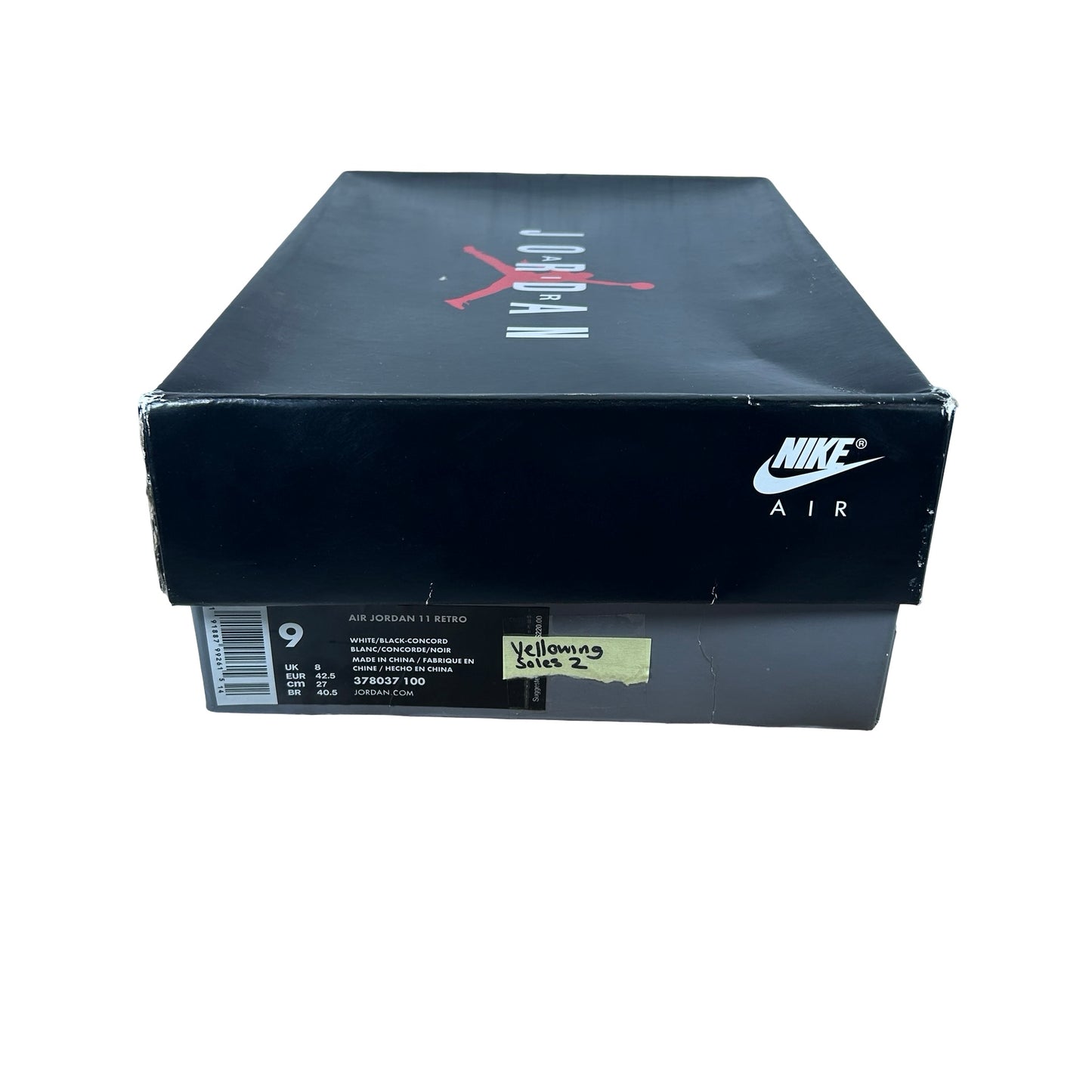 378037 100 Jordan 11 Concord - 9 M (Yellowing Soles2)