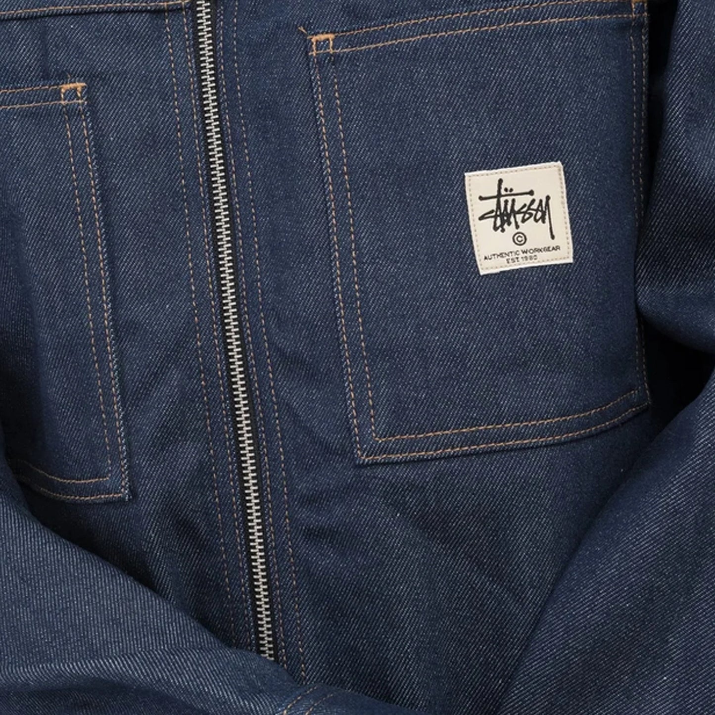 Stussy Mens Denim Zip Up Work Shirt 'Indigo'
