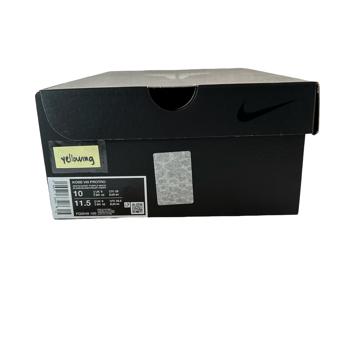 FQ3549 100 Nike Kobe 8 Protro Court Purple - 10 M (Yellowing)