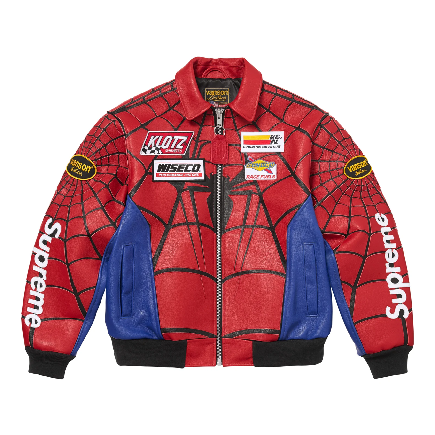 Supreme Vanson Leathers Spider-Man Jacket Multicolor – DISTRICT ONE NY