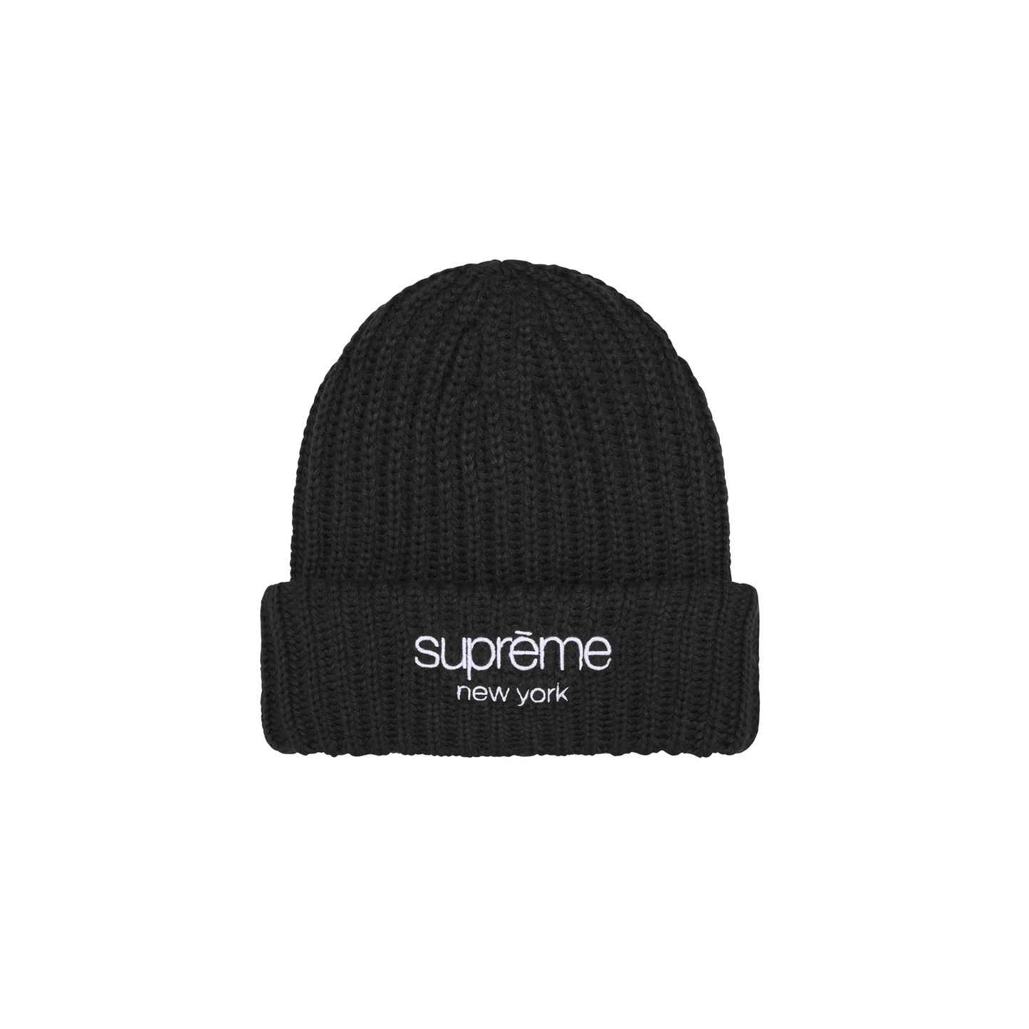 Supreme Chunky Rib Classic Logo Beanie Black