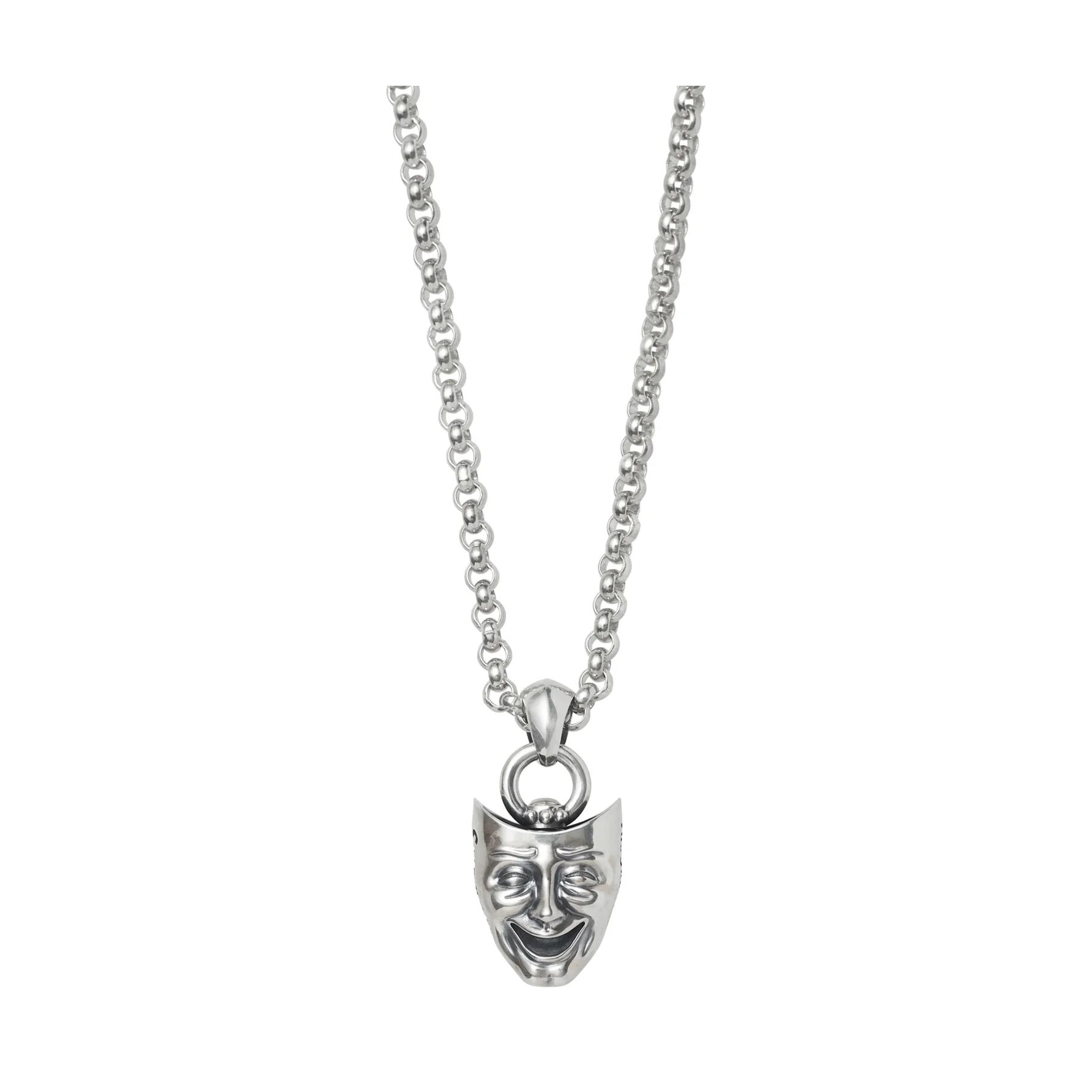 アクセサリー supreme Drama Masks Pendant Supreme Drama Masks Smile Pendant Necklace Silver – DISTRICT ONE NY