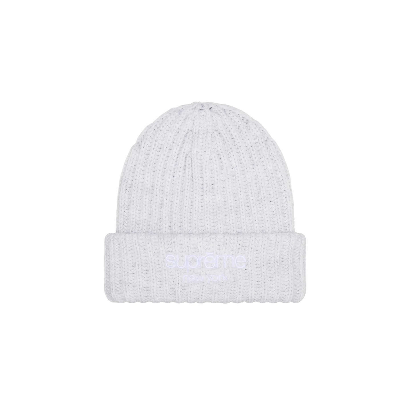 Supreme Chunky Rib Classic Logo Beanie White