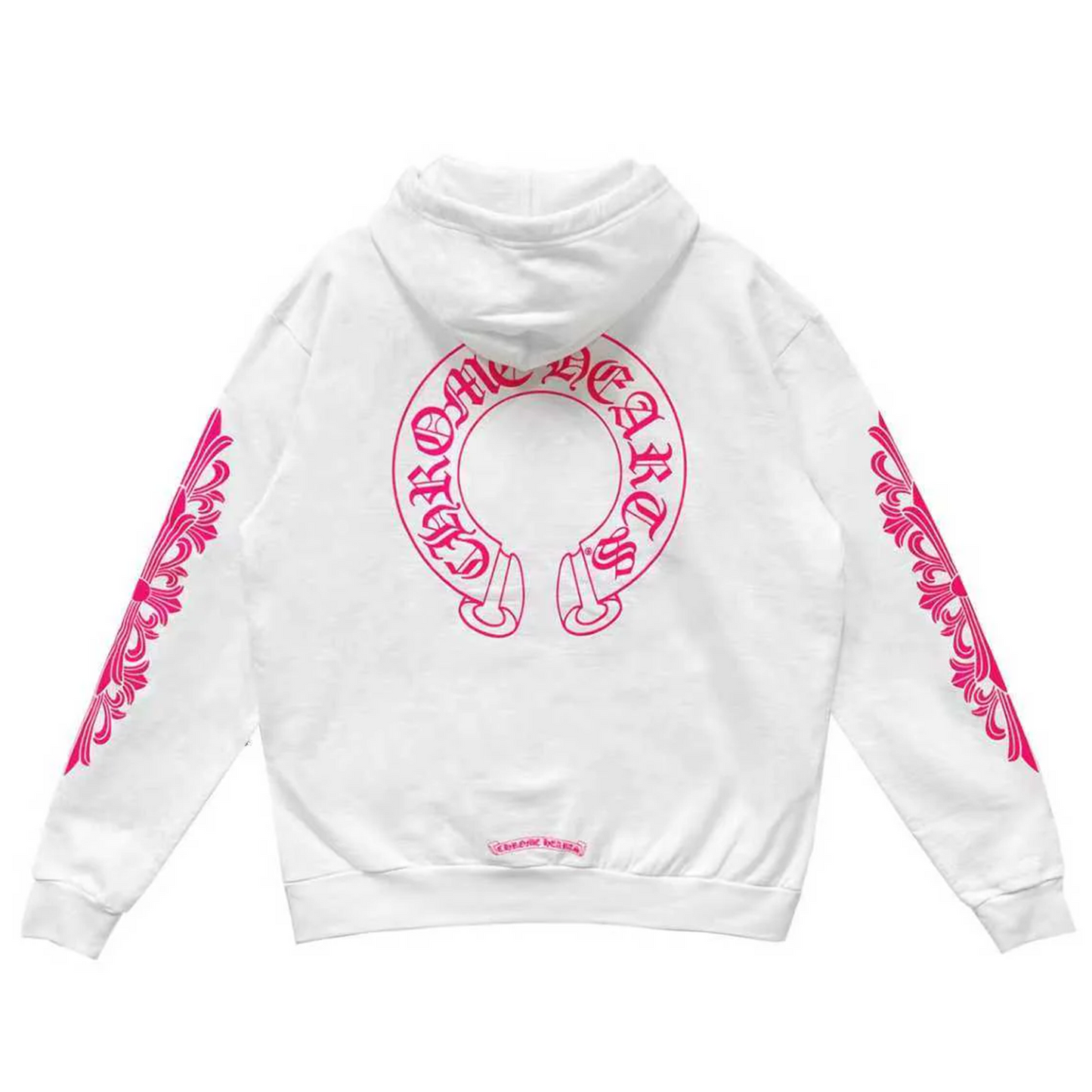 Chrome Hearts Pink Horseshoe Floral Sleeve Pullover Hoodie