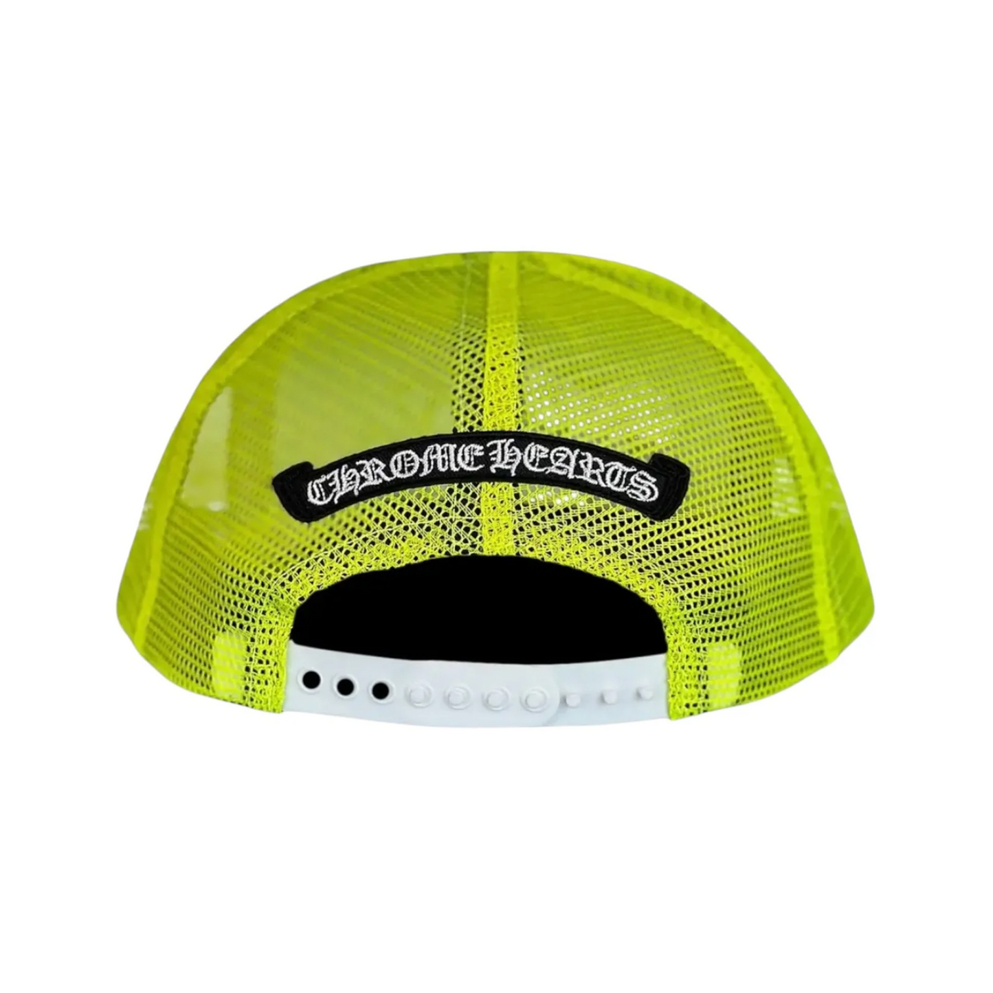 Chrome Hearts Cemetery Cross Trucker Hat Neon Yellow