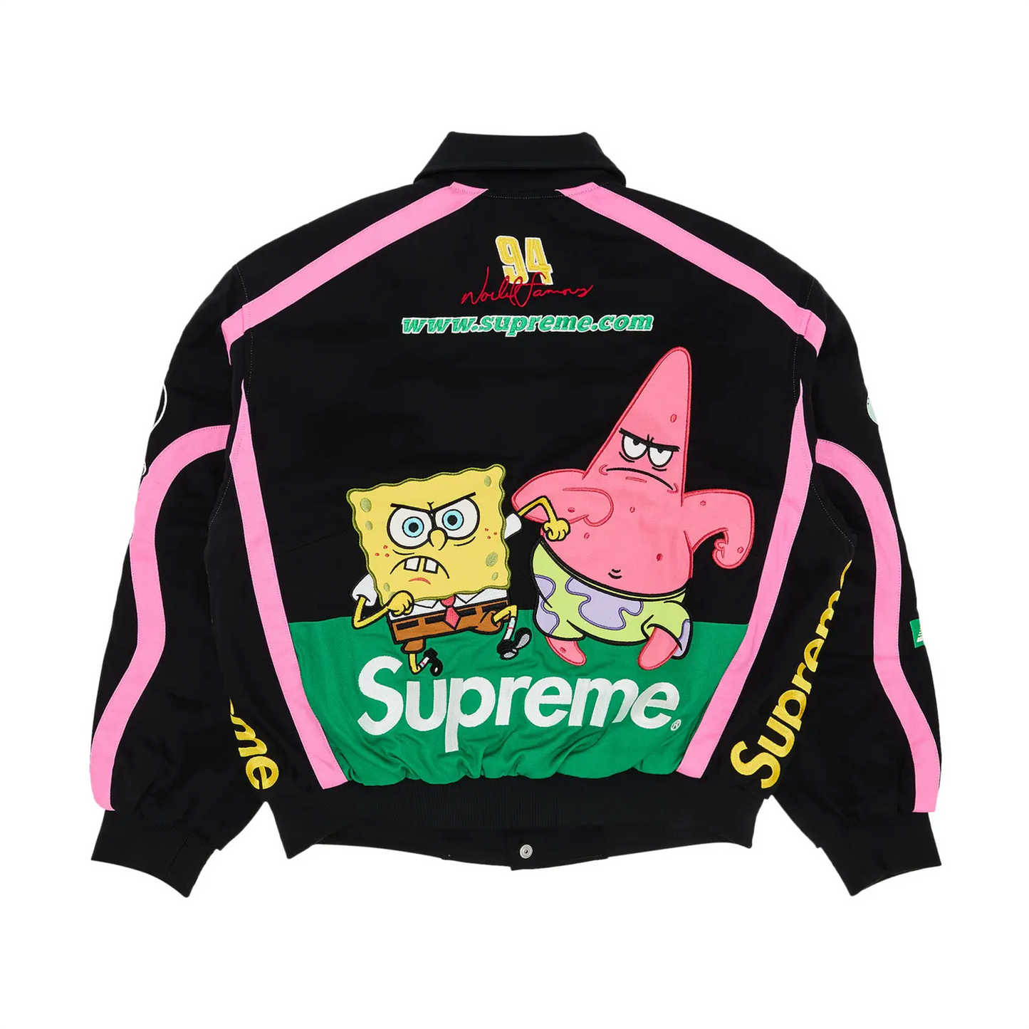 Supreme SpongeBob SquarePants Jeff Hamilton Racing Jacket Black