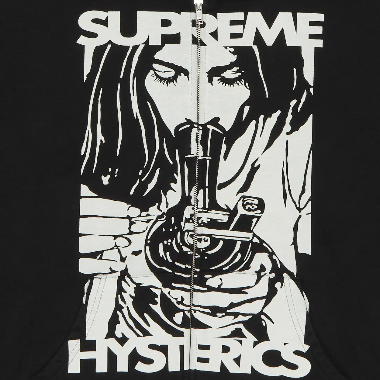 Supreme Hysteric Glamour Thermal Lined Zip Up Hooded Sweatshirt Black