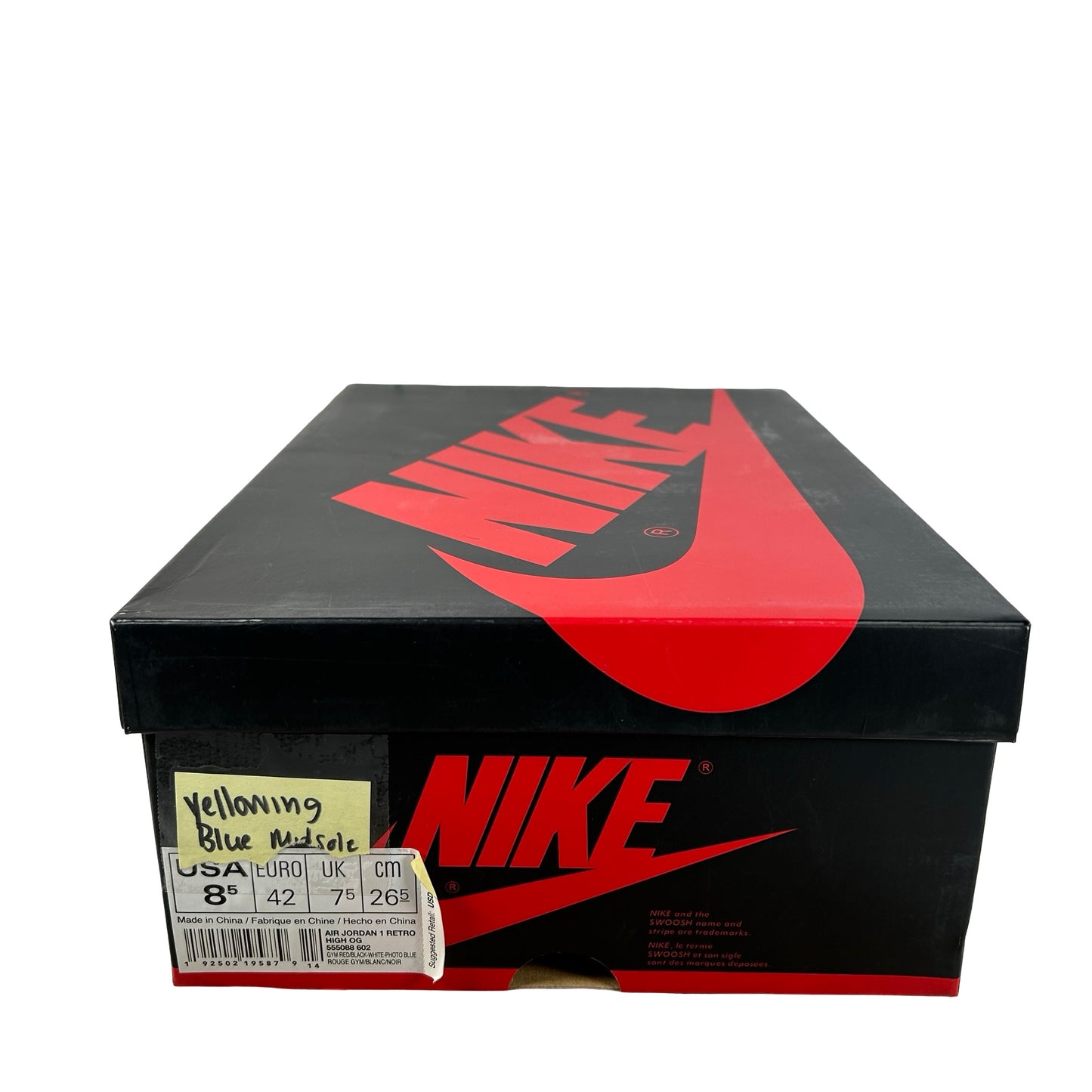 555088 602 Jordan 1 Retro High Spider-Man Origin Story - 8.5 M (Yellowing) (Blue Dye on Midsole)