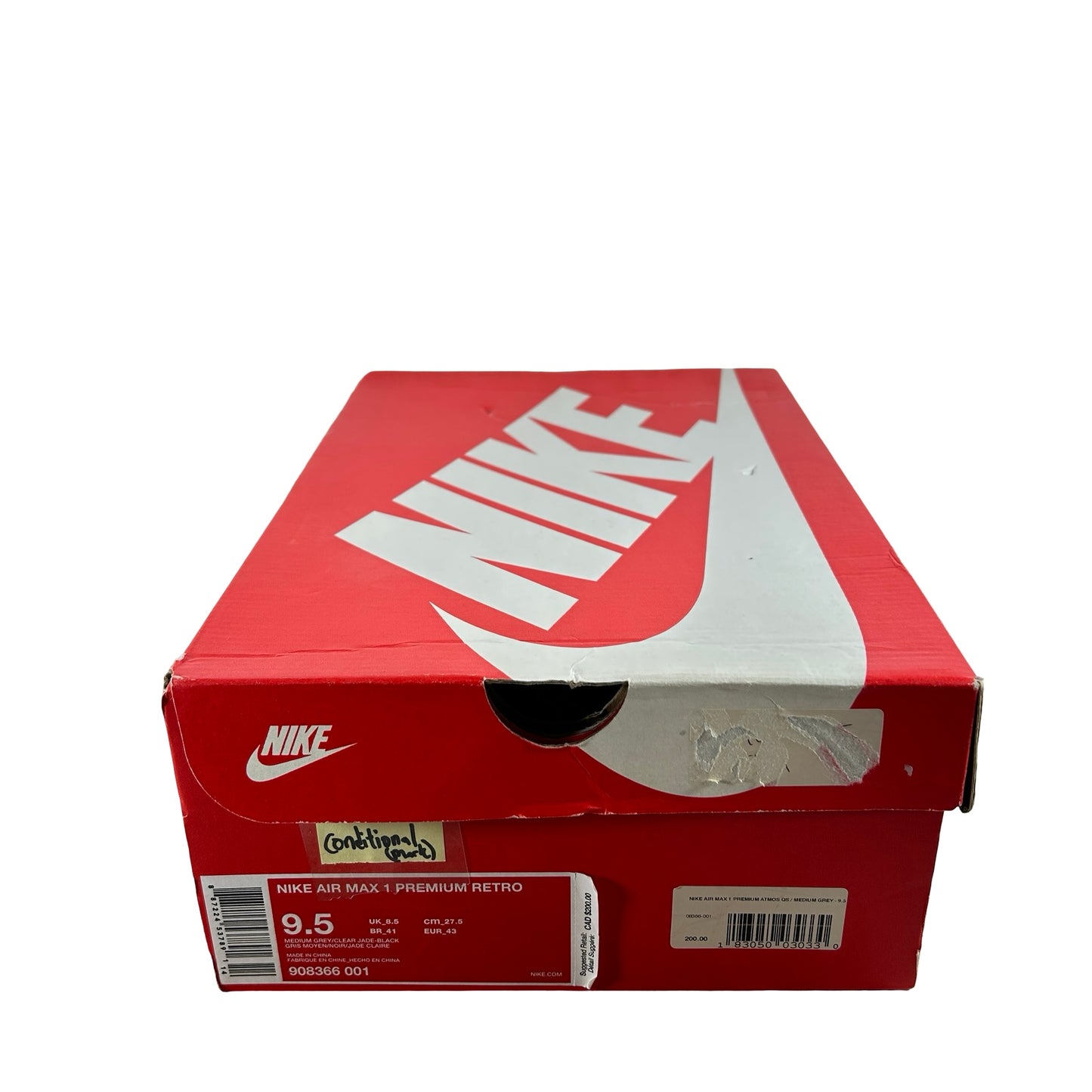 908366 001 Nike Air Max 1 atmos Elephant (2017) - 9.5 M (Mark On Midsole)
