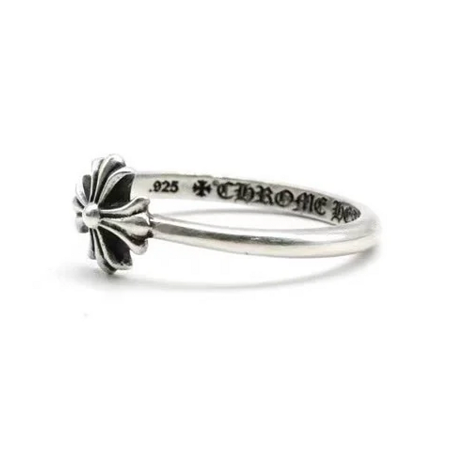 Chrome Hearts Silver Bubblegum Cross Ring - US 8