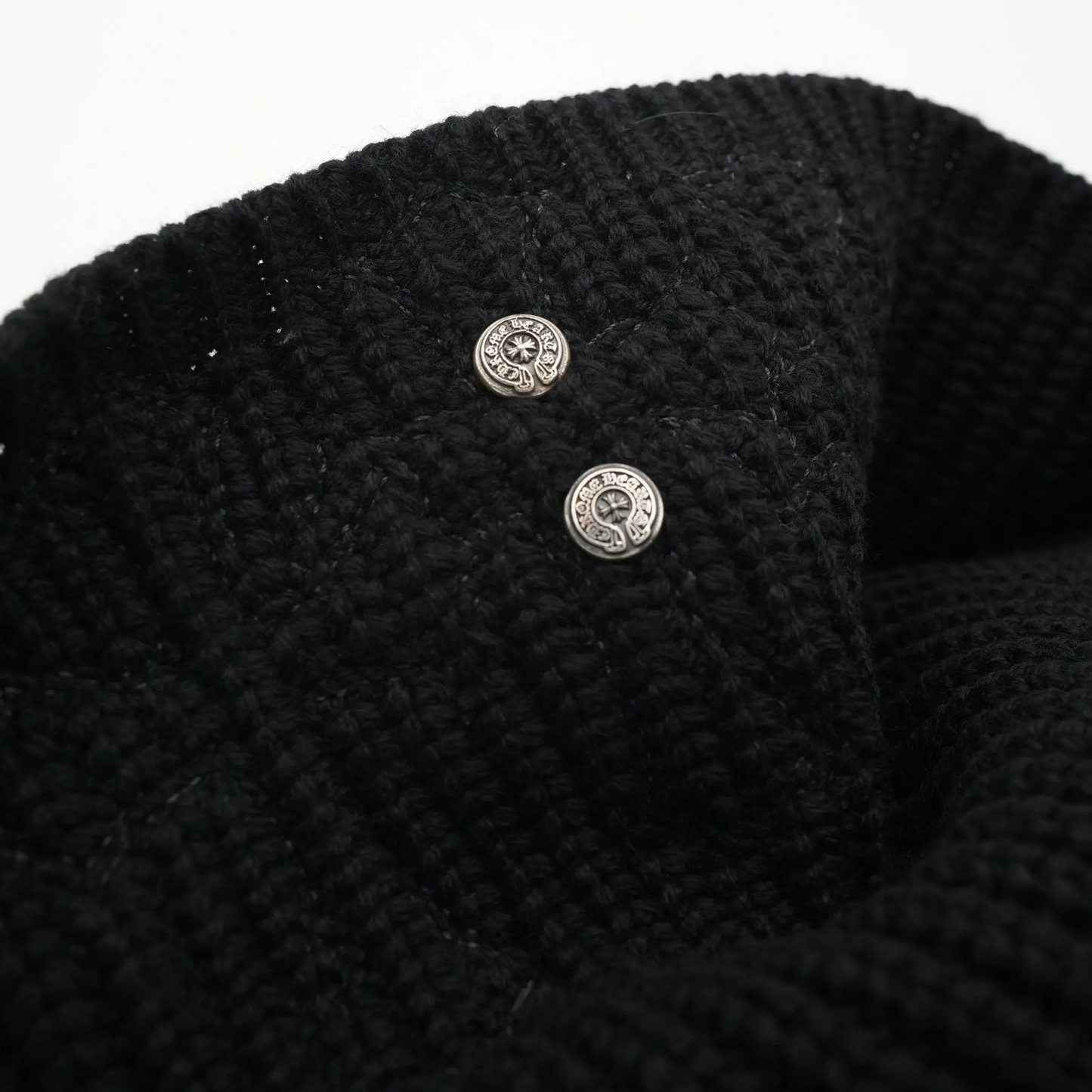 Chrome Hearts Triple Leather Cross With Silver Cross Beanie