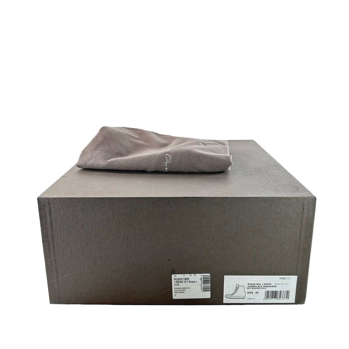 RU02E1892 LWNW2 911 Rick Owens Jumbo Lace Sneakers Black Milk