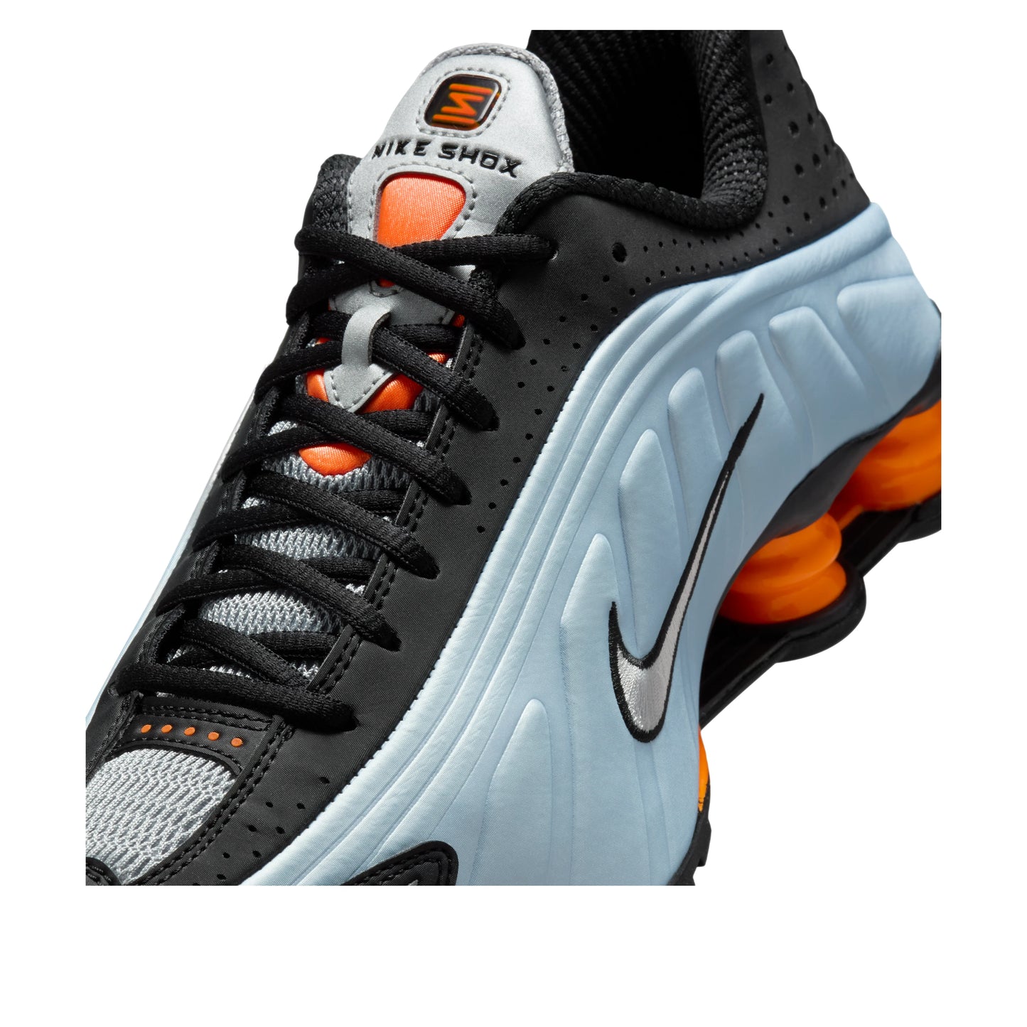 AR3565 401 Nike Shox R4 Blue Tint Total Orange Black Metallic Silver (Women's)