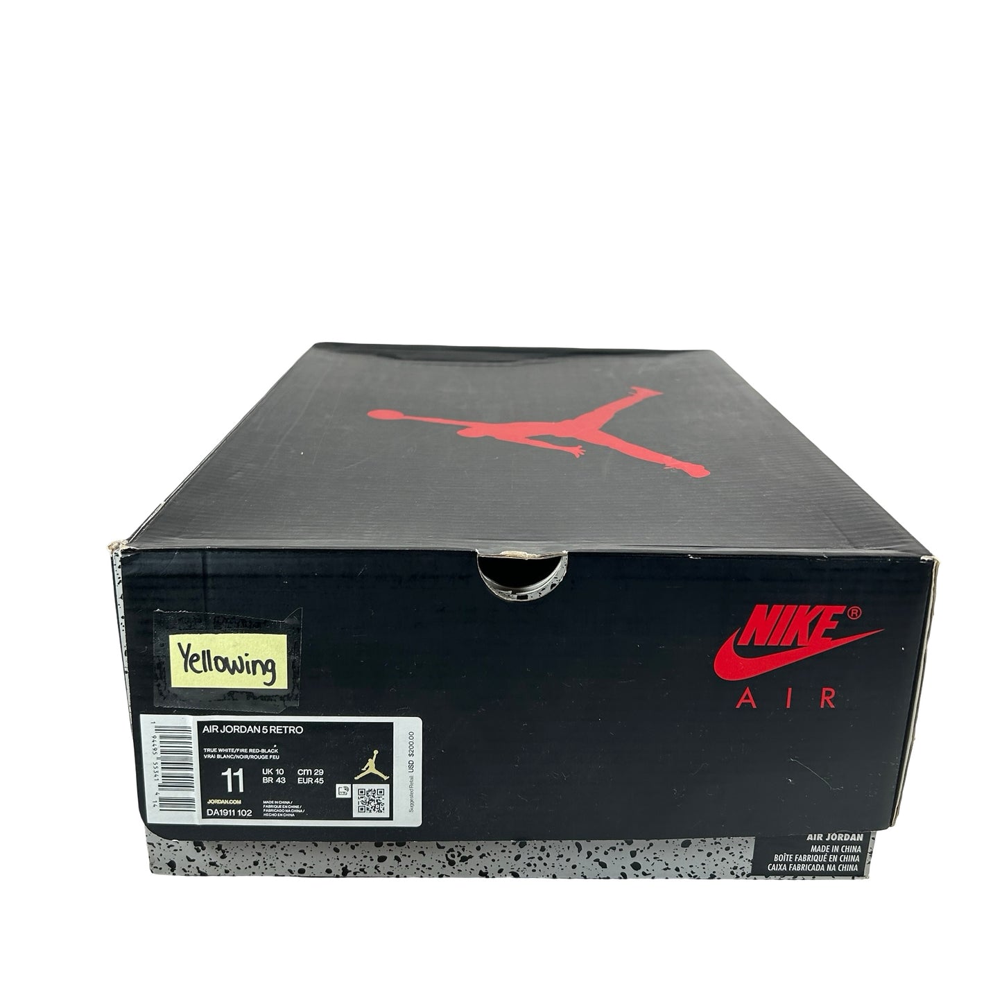 DA1911 102 Jordan 5 Fire Red - 11 M (Yellowing)