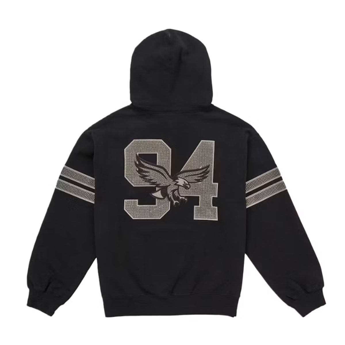 Supreme Rhinestone Eagle Hooded Sweatshirt Black
