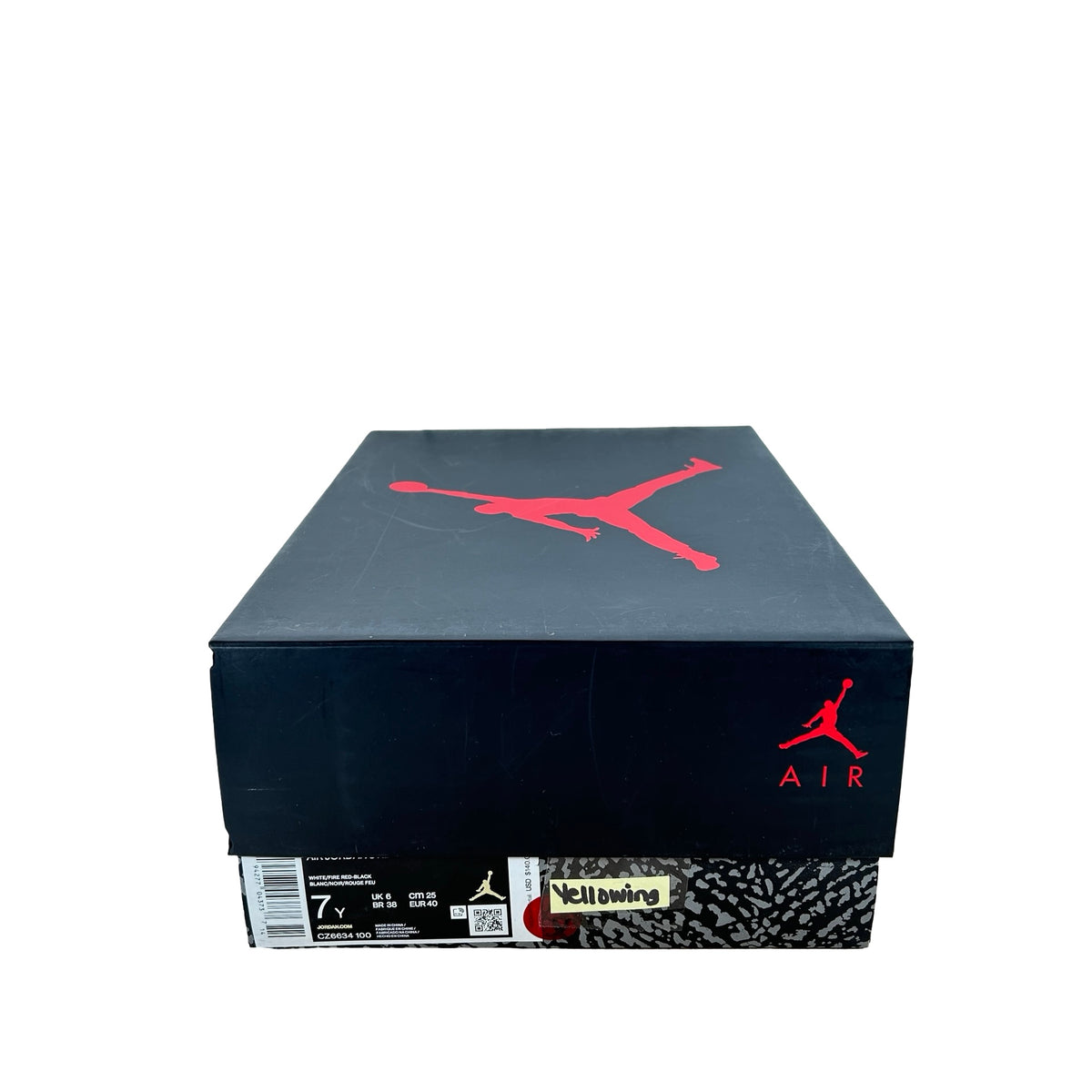 CZ6634 100 Jordan 3 Retro SE Fire Red Denim (GS) - 7 Y (Yellowing Tab)