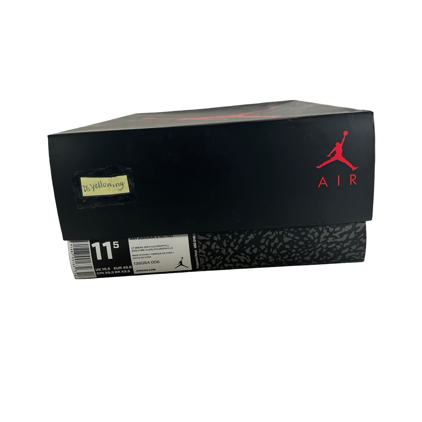 136064 006 Jordan 3 Retro Chlorophyll - 11.5 M (Yellowing)
