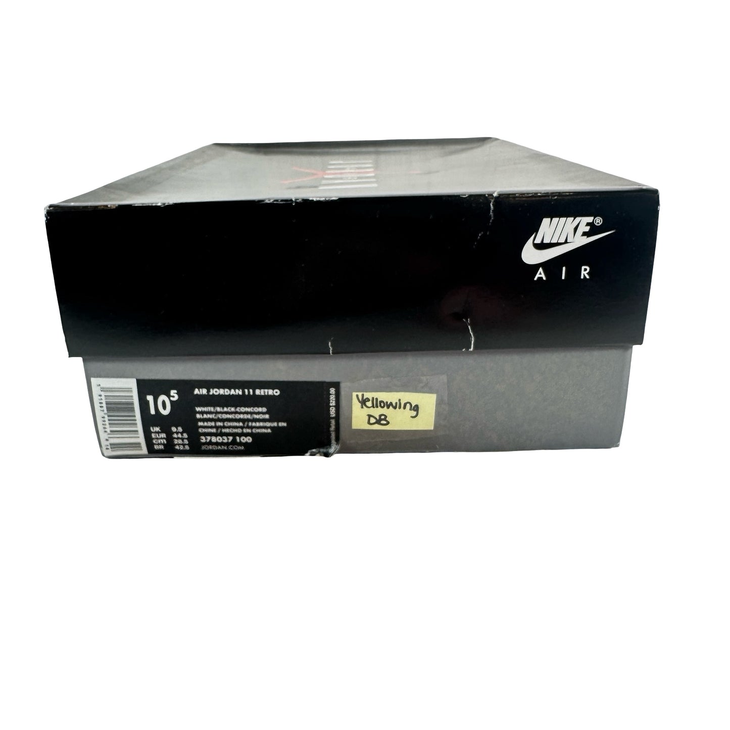 378037 100 Jordan 11 Concord - 10.5 M (Yellowing) (Damaged Box)