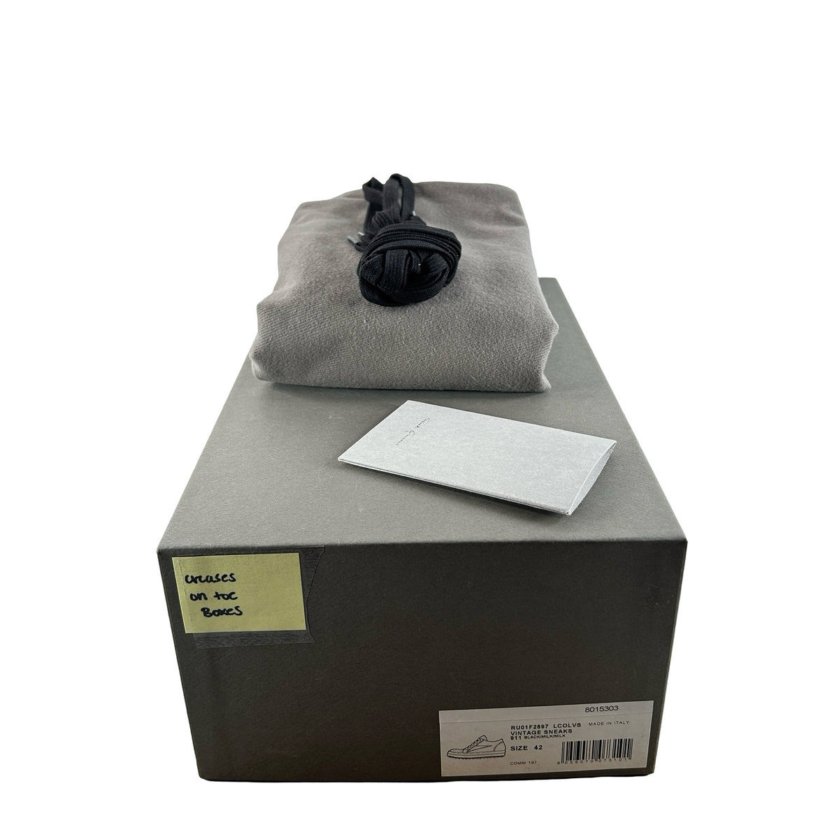 RU01F2897LCOLVS 911 Rick Owens Vintage Sneaks Black Milk - 42 EU / US 9 M (Creases Near Toe Boxes)