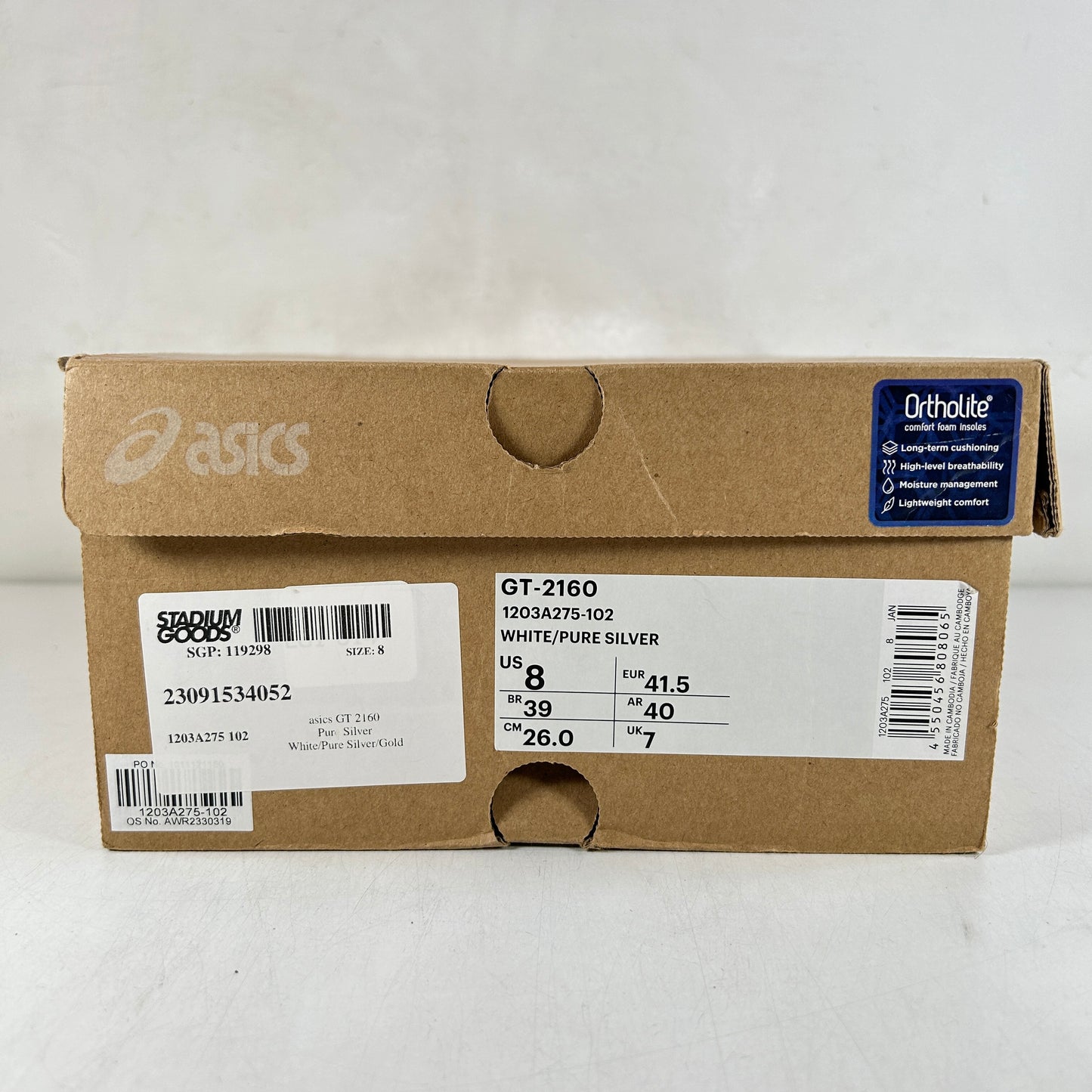1203A275 102 ASICS GT-2160 Blanco Plata pura Oro