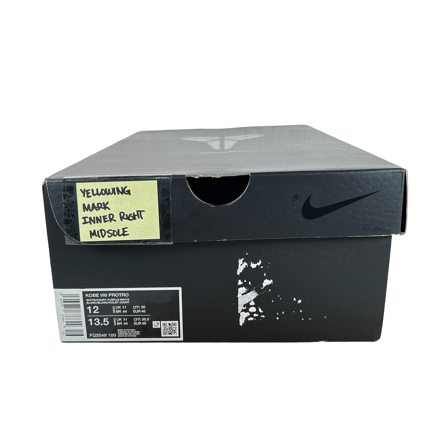 FQ3549 100 Nike Kobe 8 Protro Court Purple - 12 M (Yellowing Inner Right Midsole)