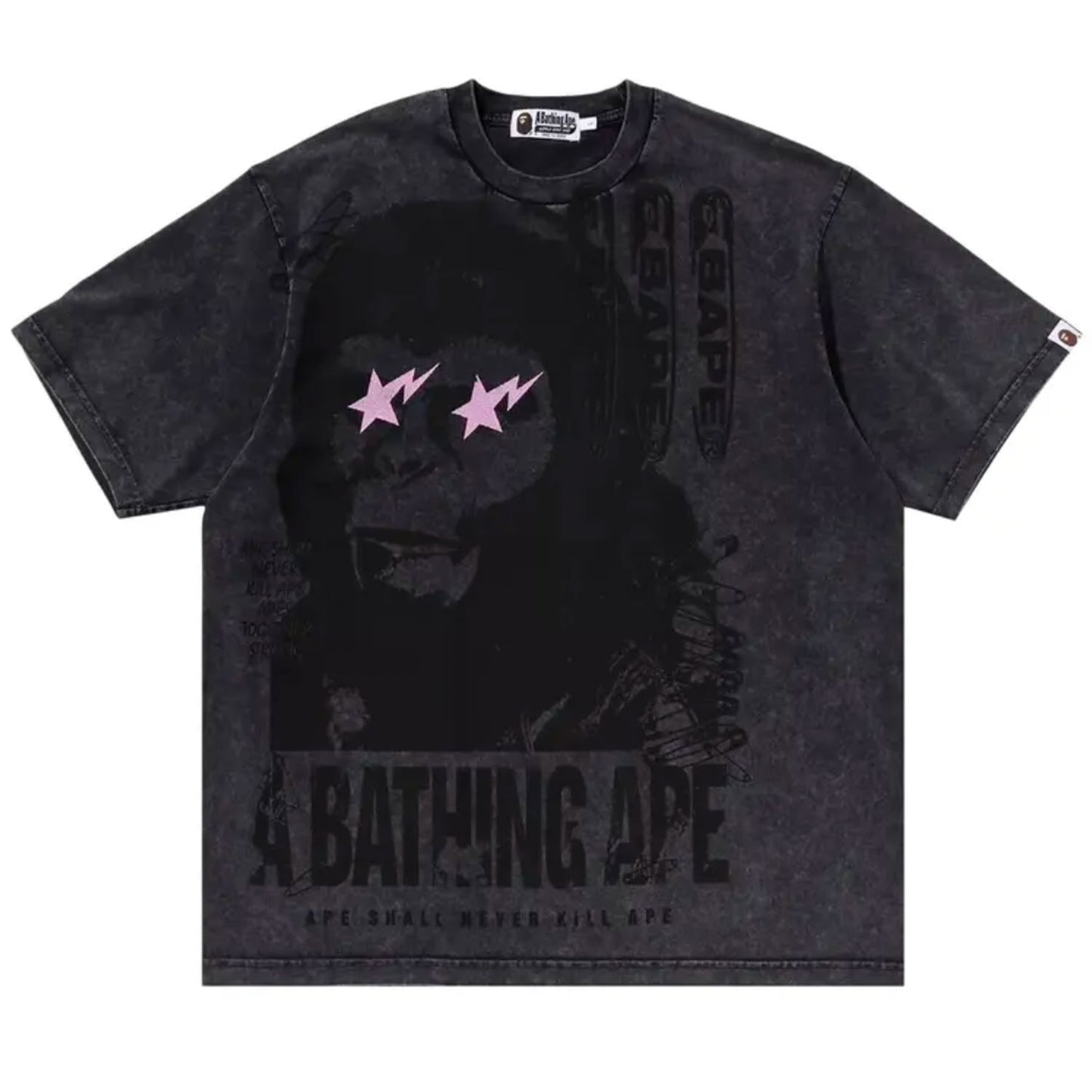 BAPE Garment Dye Multi Logo Relaxed Fit Tee Black