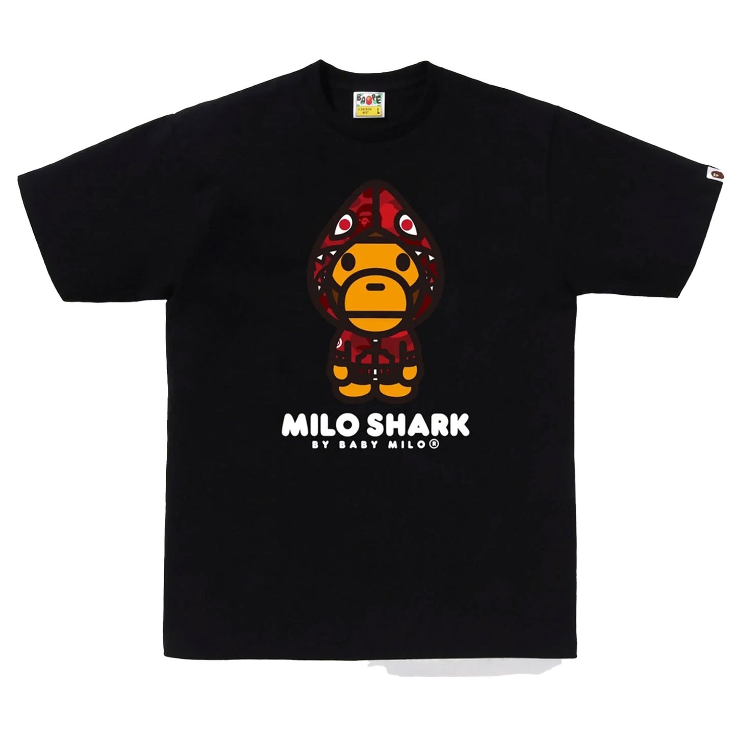 Bape Camo Milo Shark FZH Tee Black Red