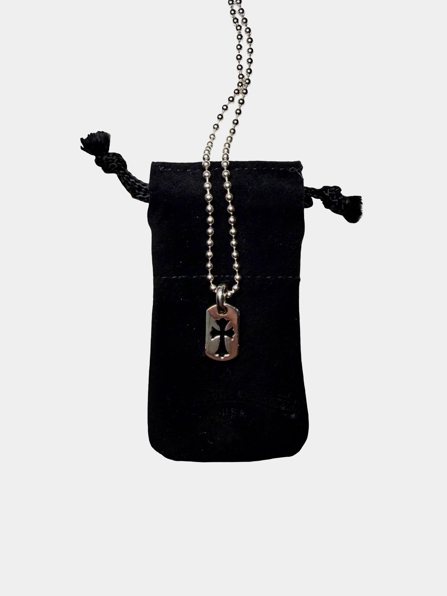 Chrome Hearts Silver Cross Dogtag Necklace 75cm