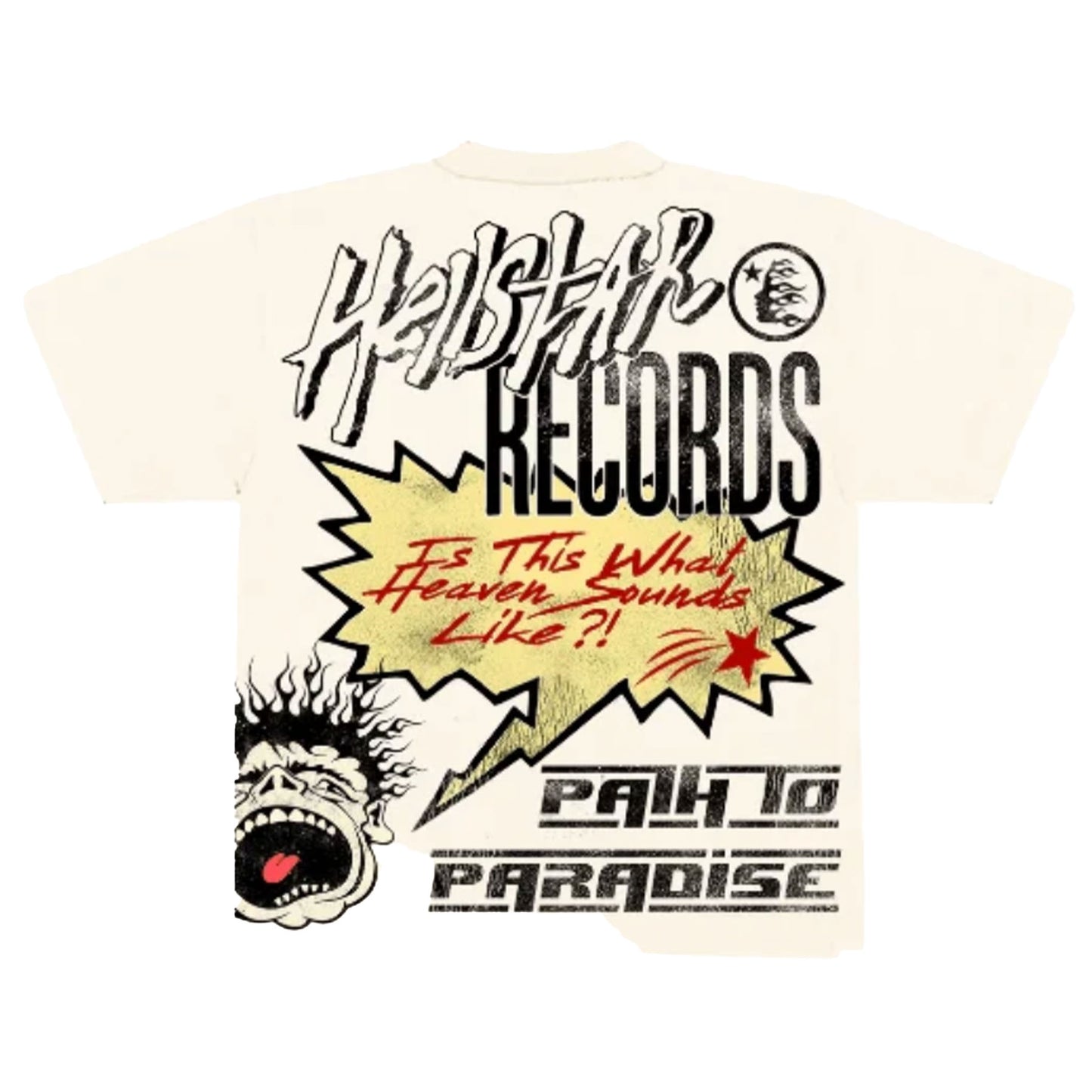 Hellstar Studios Records Short Sleeve Tee Shirt Cream