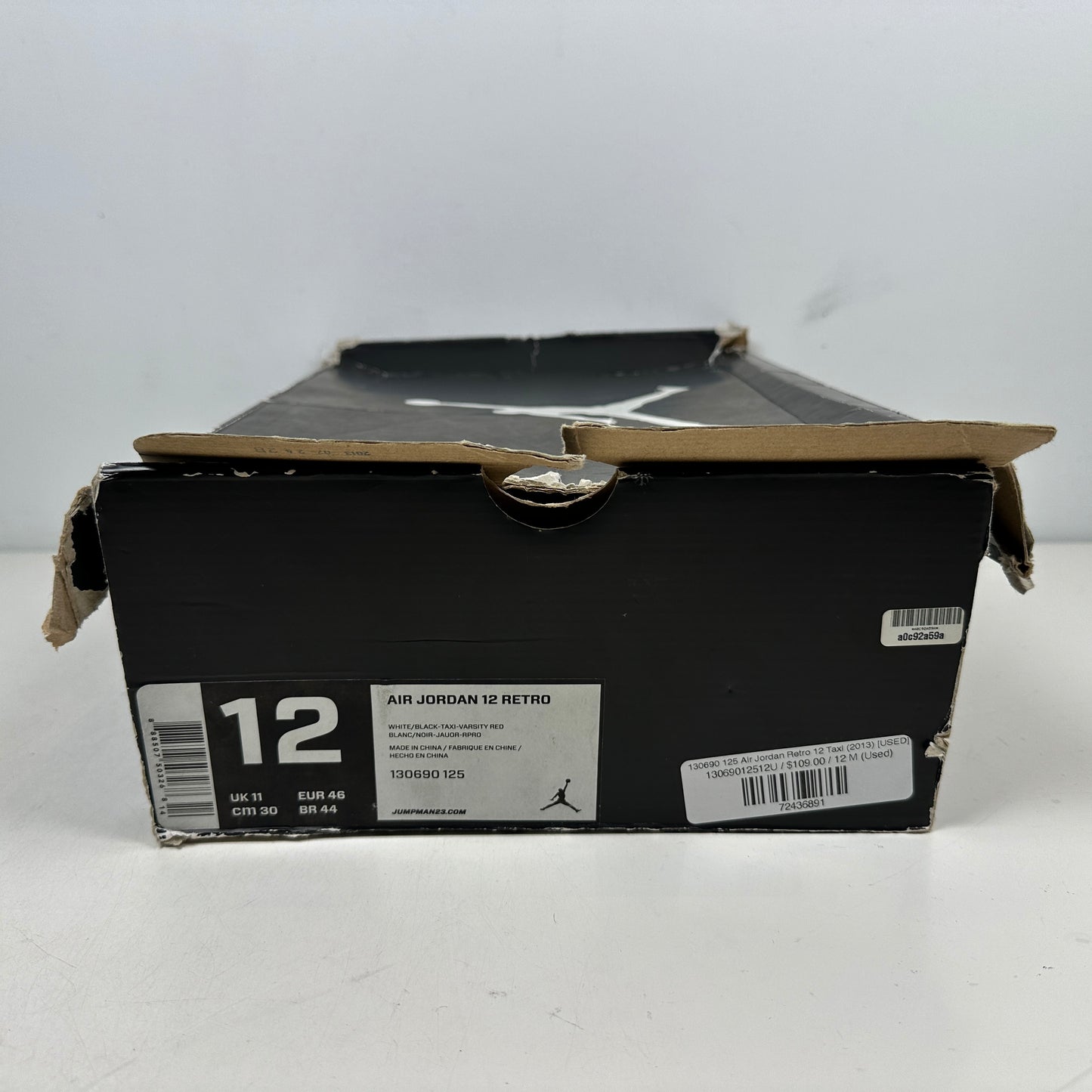 130690 125 Air Jordan talla 12 Taxi 2013 Retro Negro Blanco Oro