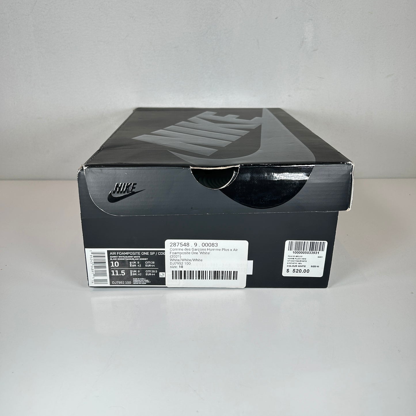 DJ7952 100 Nike Air Foamposite Uno CDG Blanco