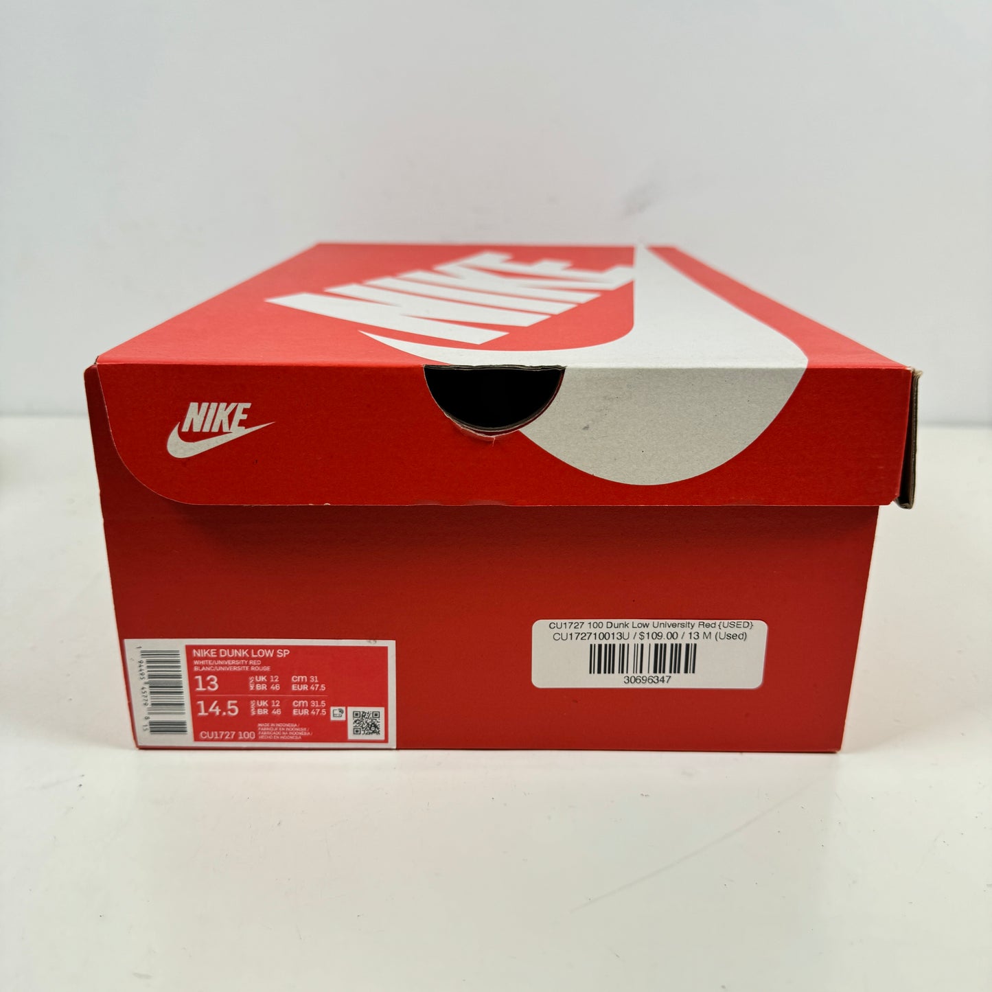 CU1727 100 Dunk Low Rojo Universitario