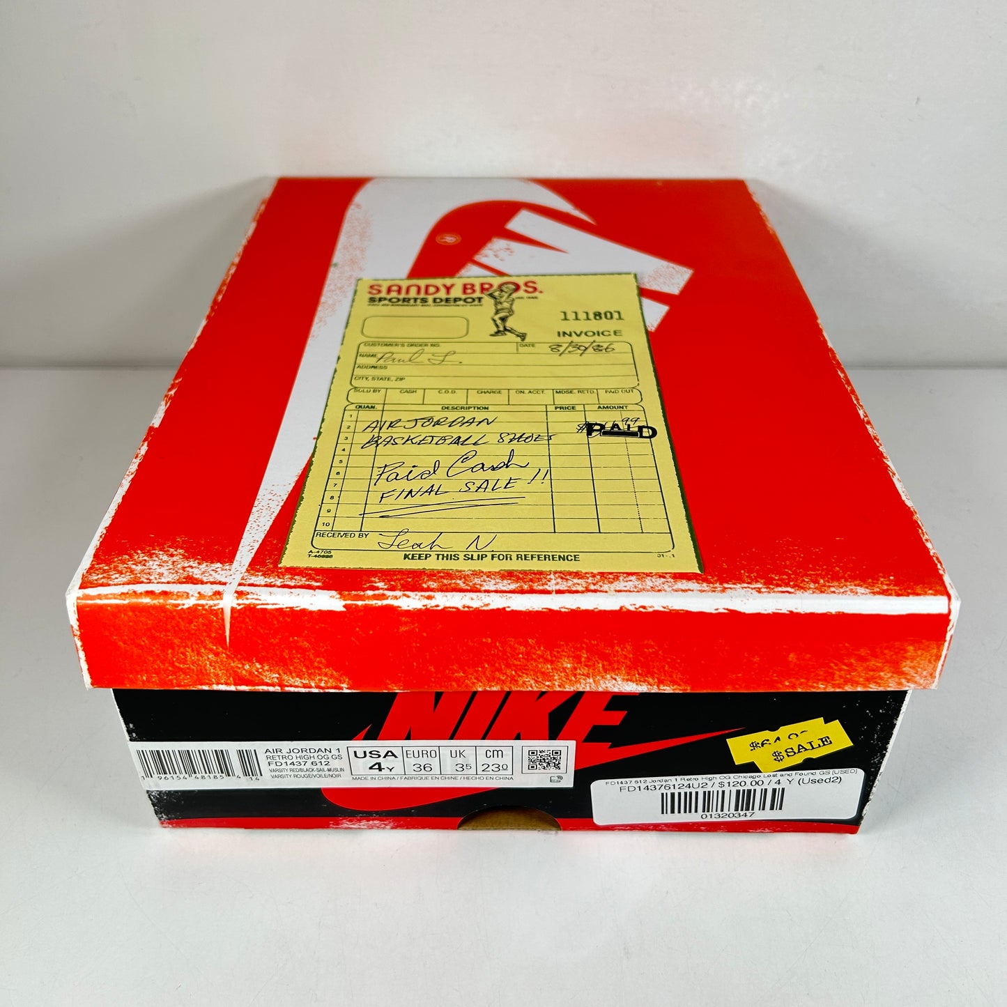 FD1437 612 Jordan 1 Retro High OG Chicago Objetos perdidos y encontrados GS