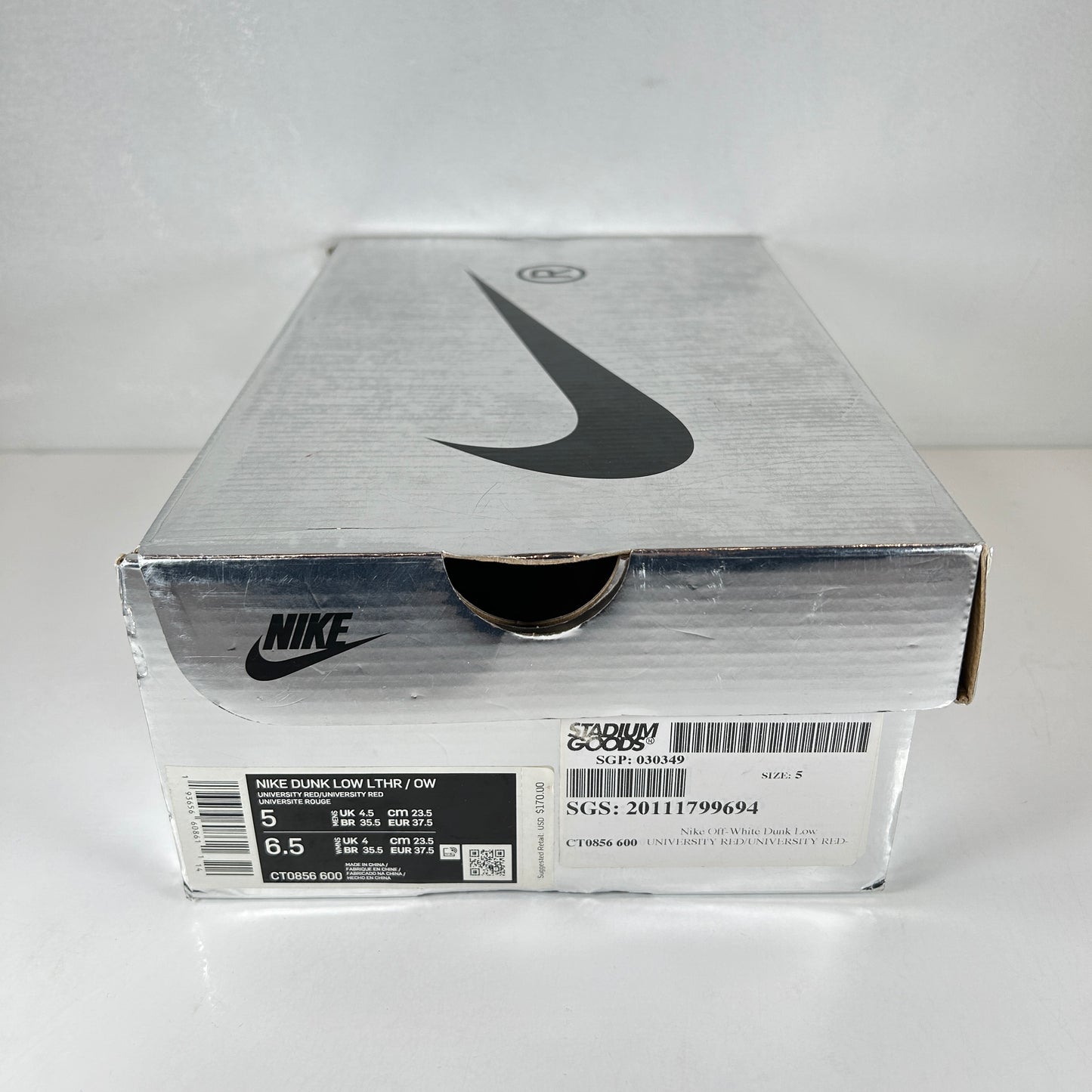CT0856 600 Dunk Low Blanquecino Rojo