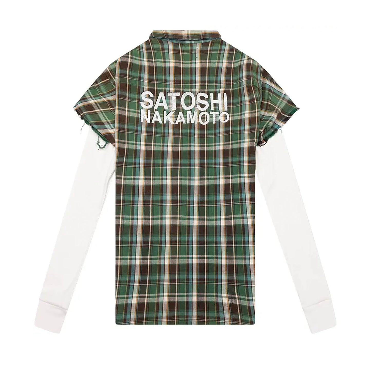 Satoshi Nakamoto Bender Cut Off Flannel Green Plaid