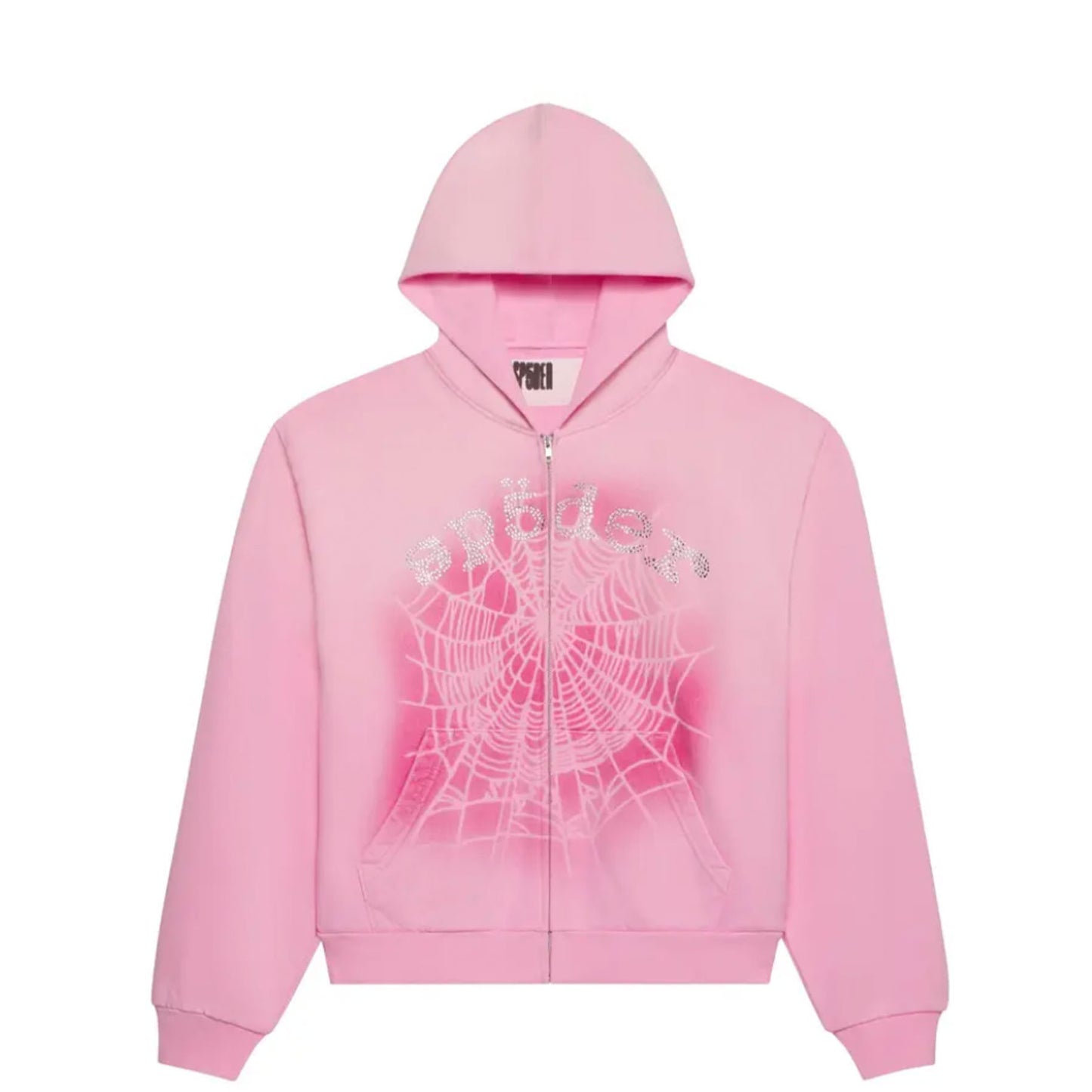 Sp5der OG Web V2 Spray Zip Hoodie Light Pink