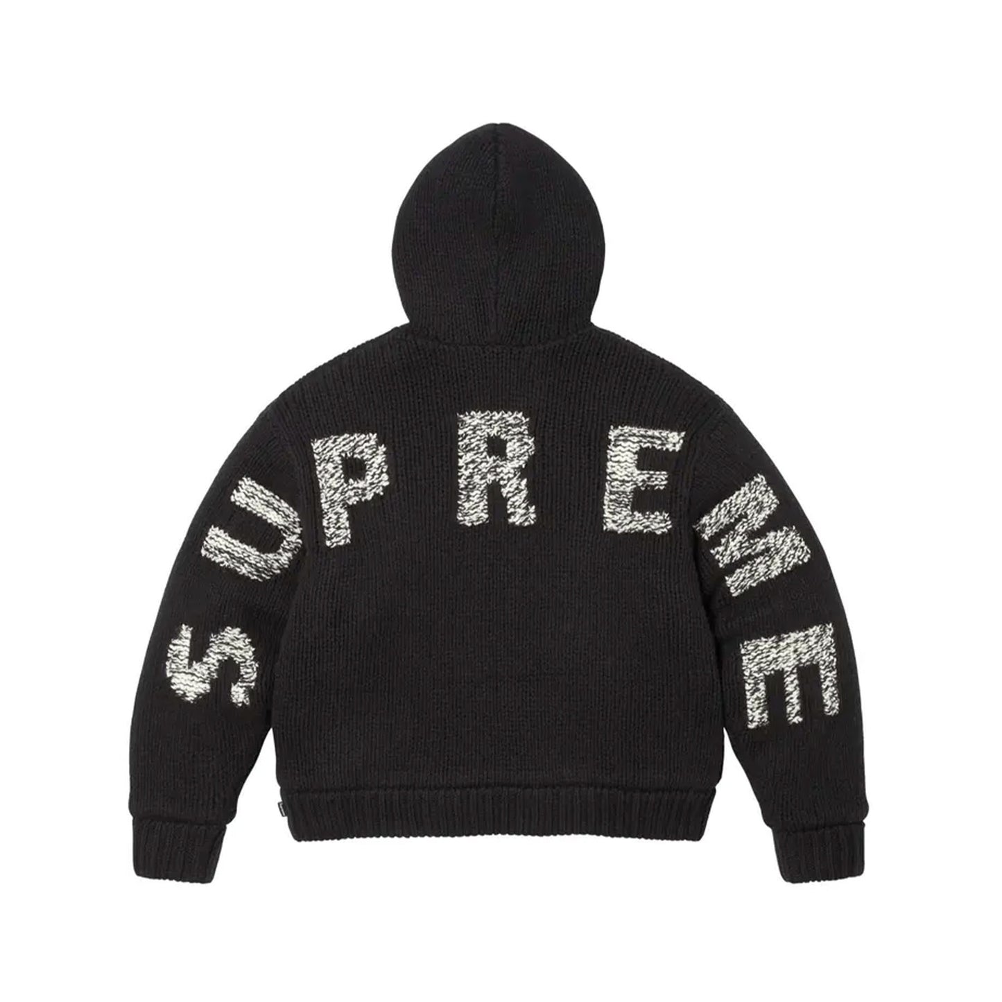 Supreme Faux Shearling Lined Zip Up Hooded Sweater Black