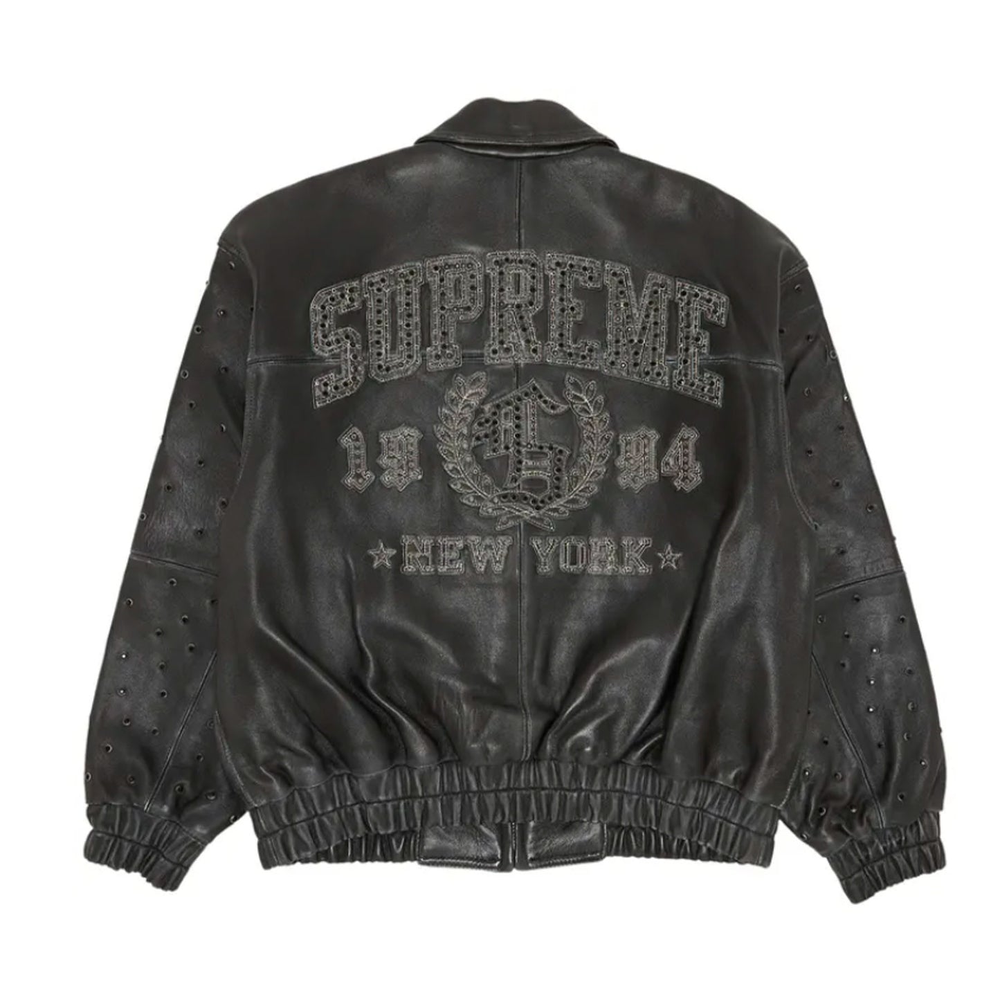 Supreme Gem Studded Leather Jacket Black