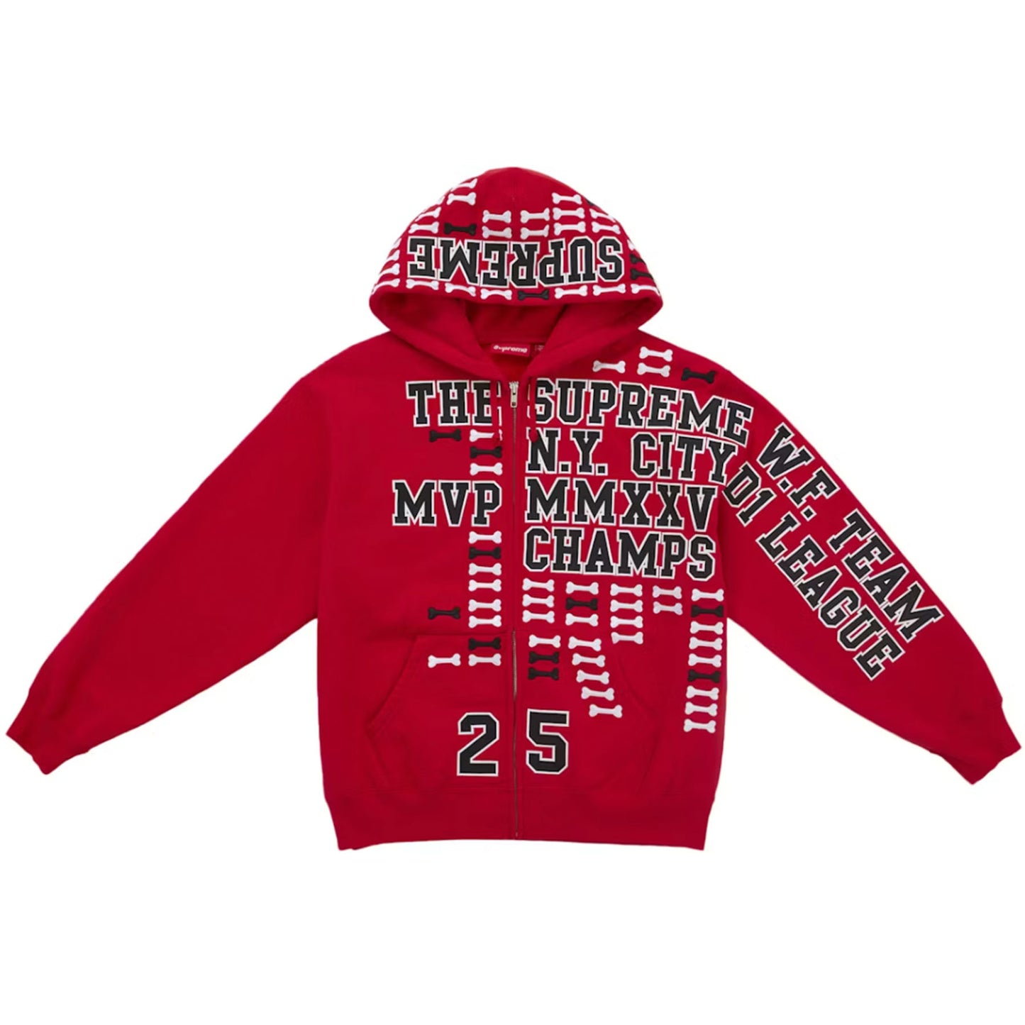 Supreme League Champs Zip Up Hooded Sweatshirt Red