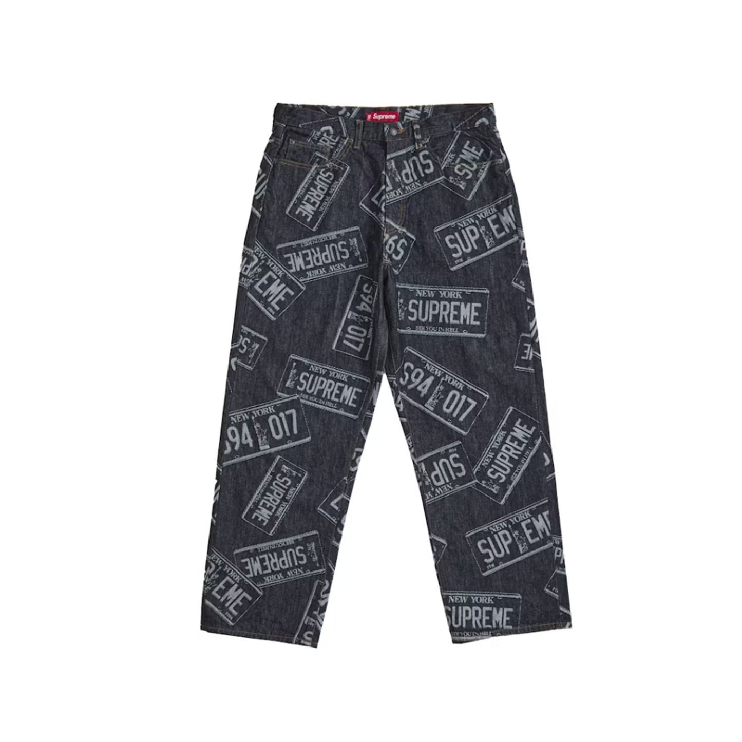 Supreme License Plate Baggy Jean Rigid Indigo