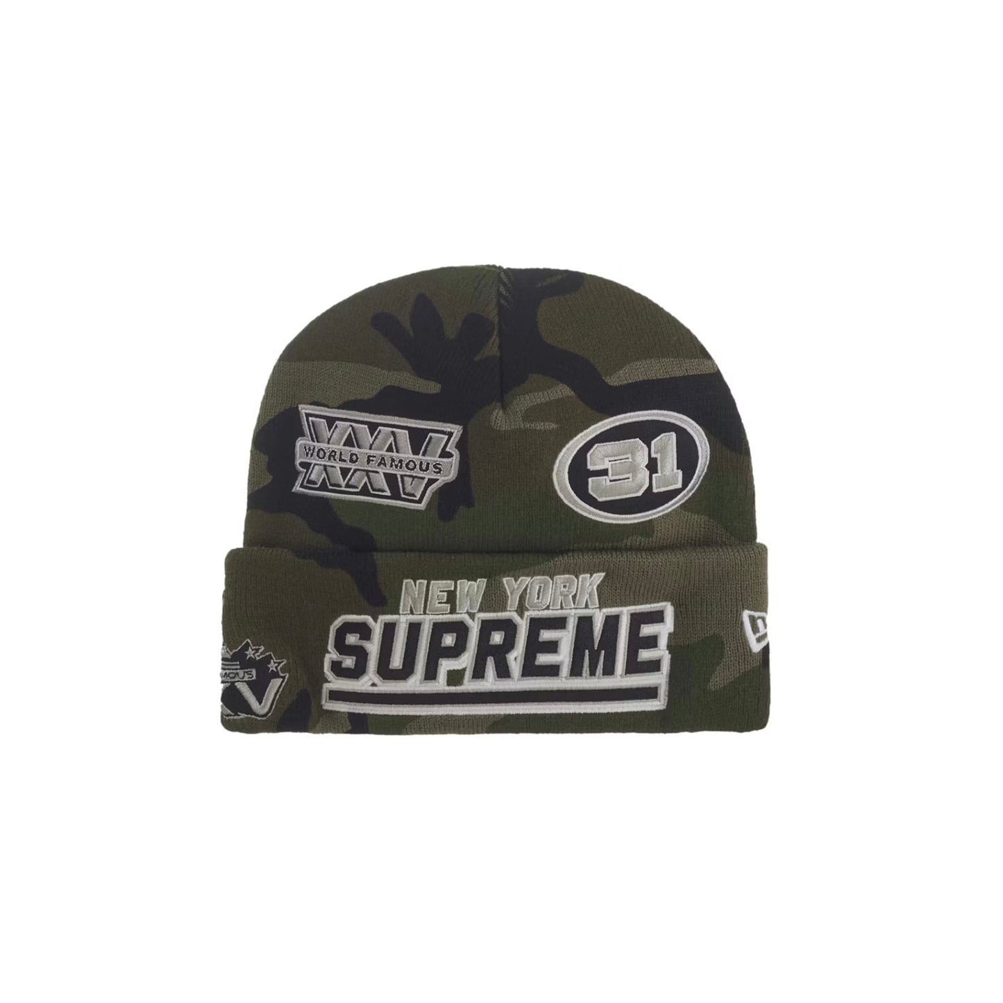 Supreme New Era Football Beanie Woodland Camo