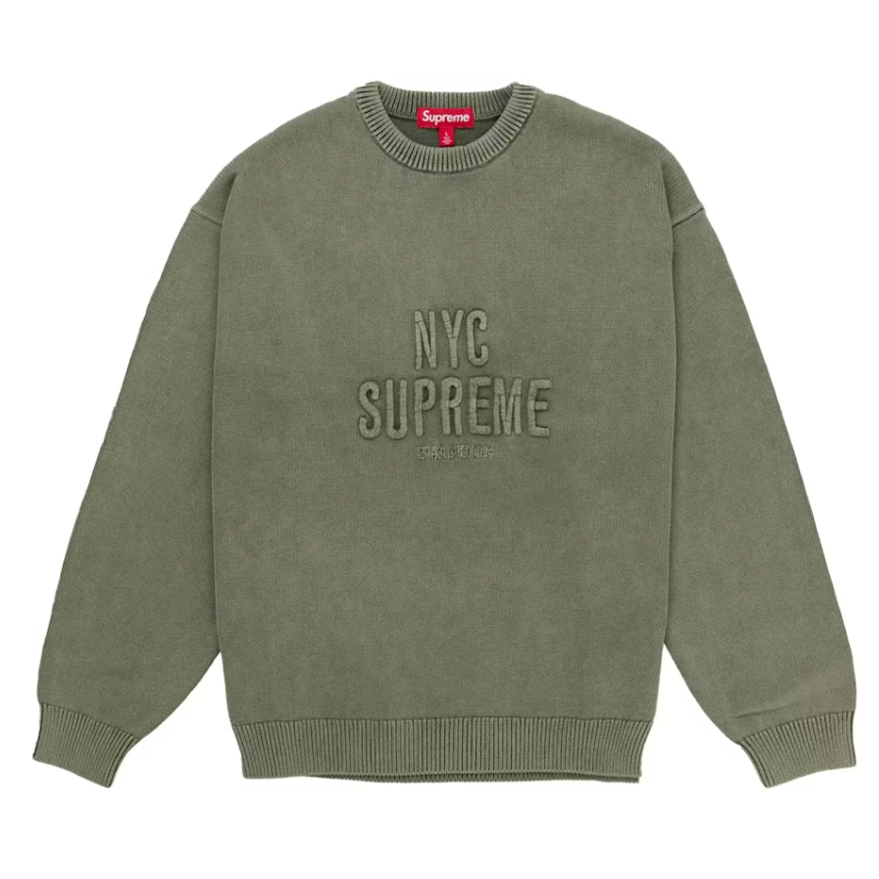 Supreme Overdyed Raised Sweater Olive [USED] - S (Used) – DISTRICT