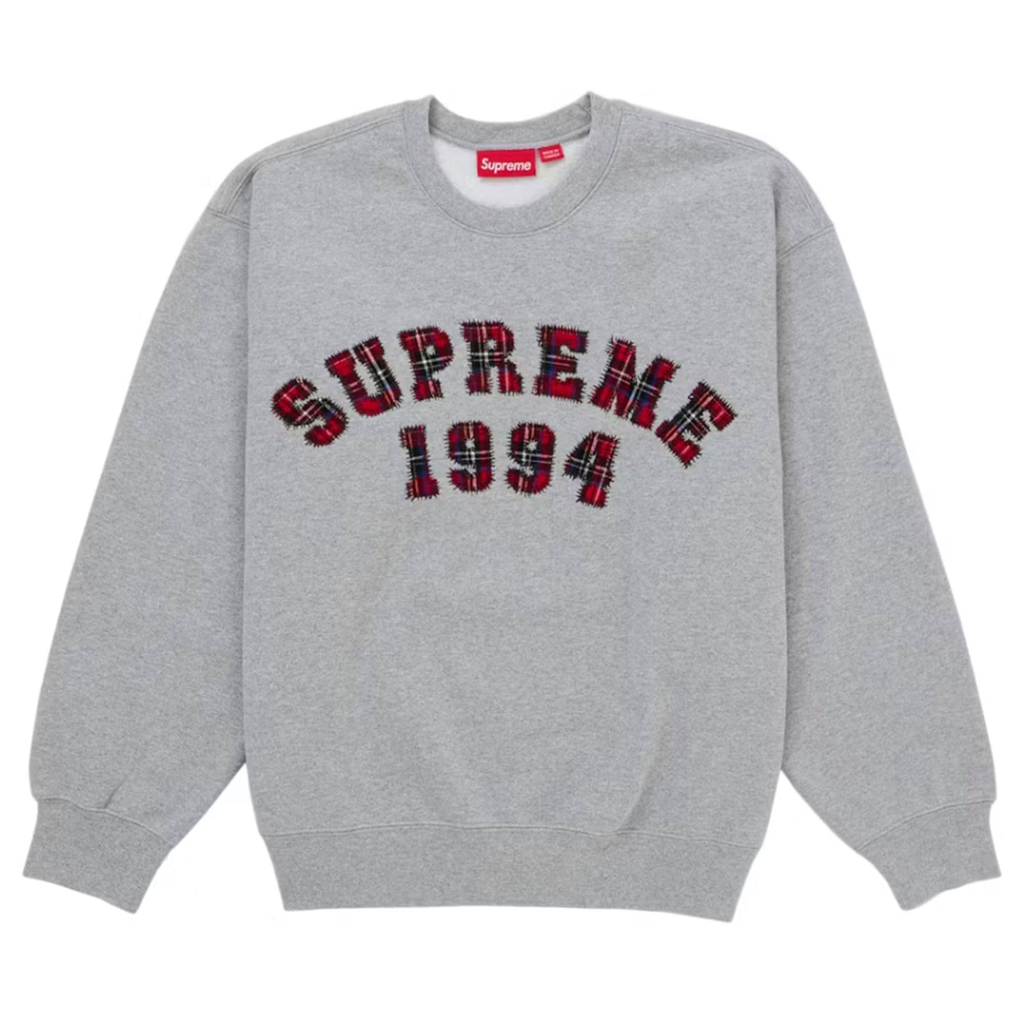 Supreme Plaid Arc Crewneck Heather Grey