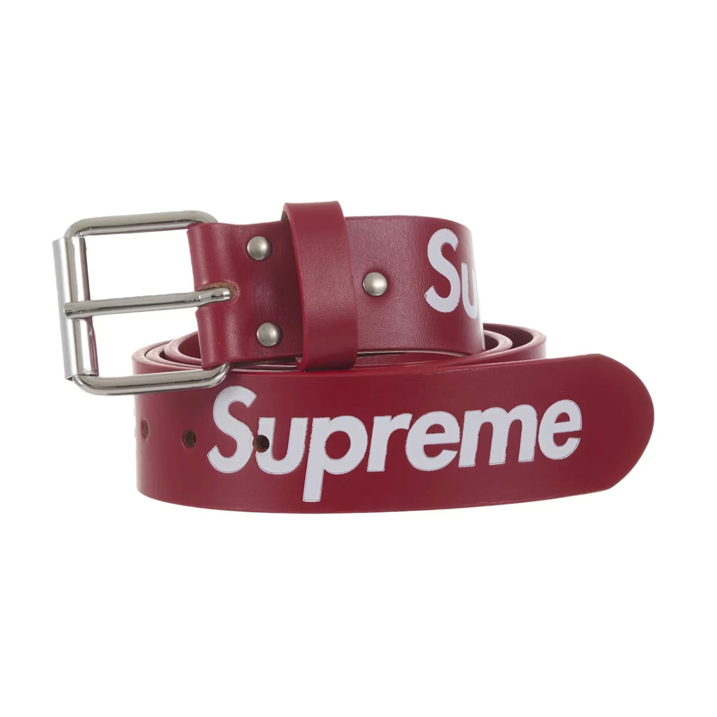 Supreme Repeat Leather Belt (FW25) Red