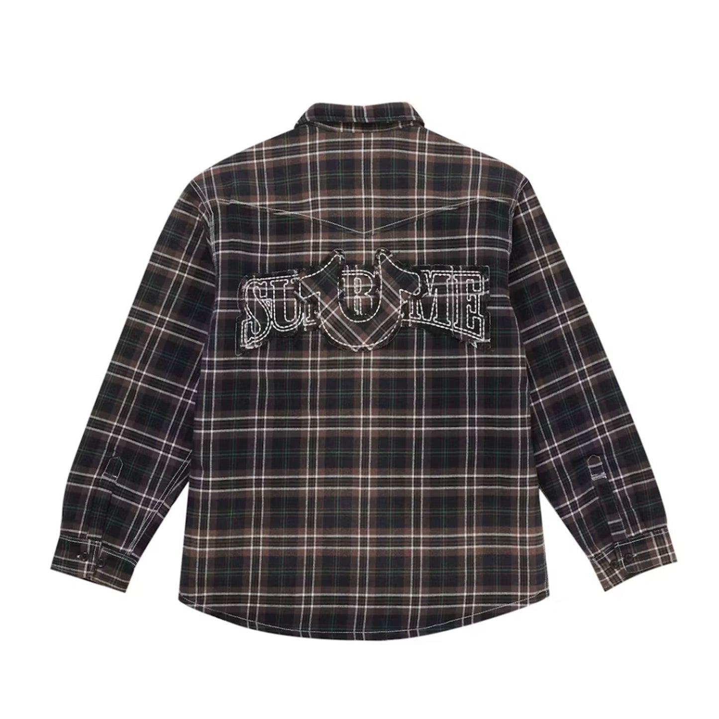 Supreme True Religion Quilted Lined Plaid Flannel Shirt Black