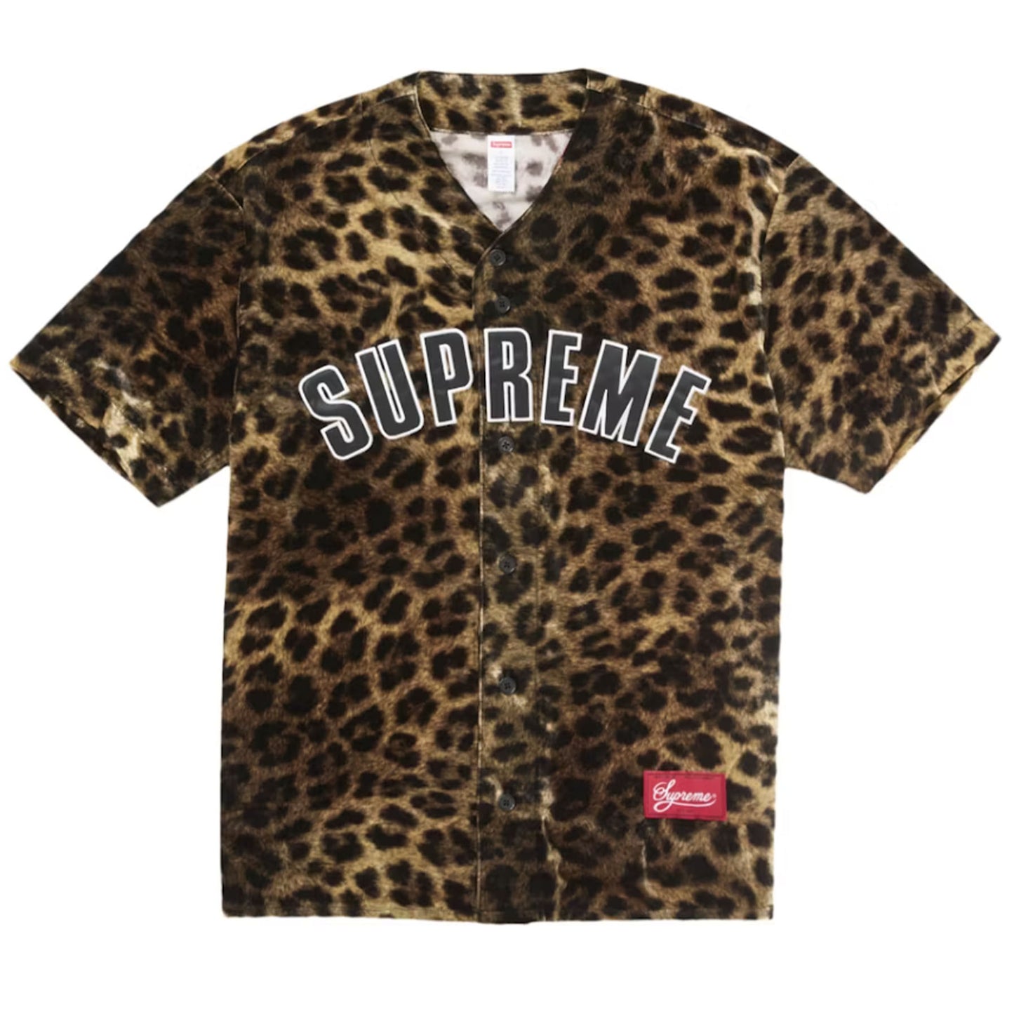 Supreme Velvet Baseball Jersey Leopard