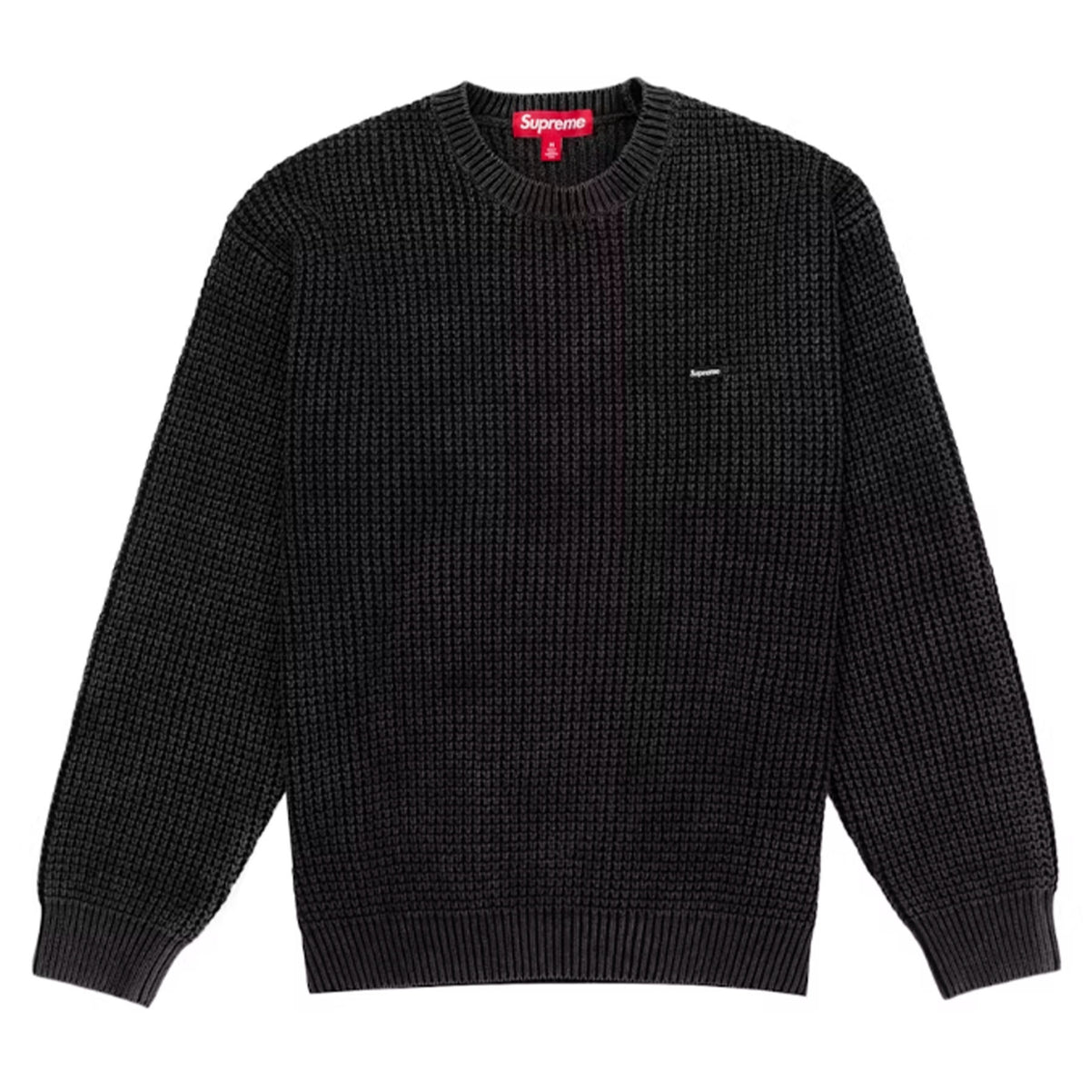 Supreme Washed Small Box Waffle Sweater Black