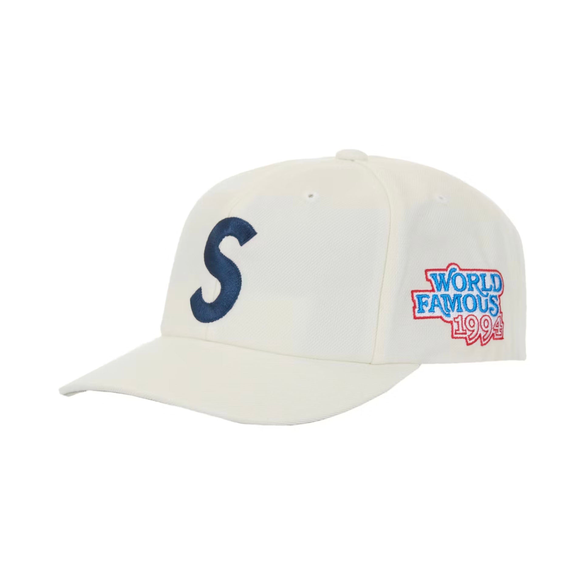Supreme World Famous S Logo 6-Panel Hat White – DISTRICT ONE NY